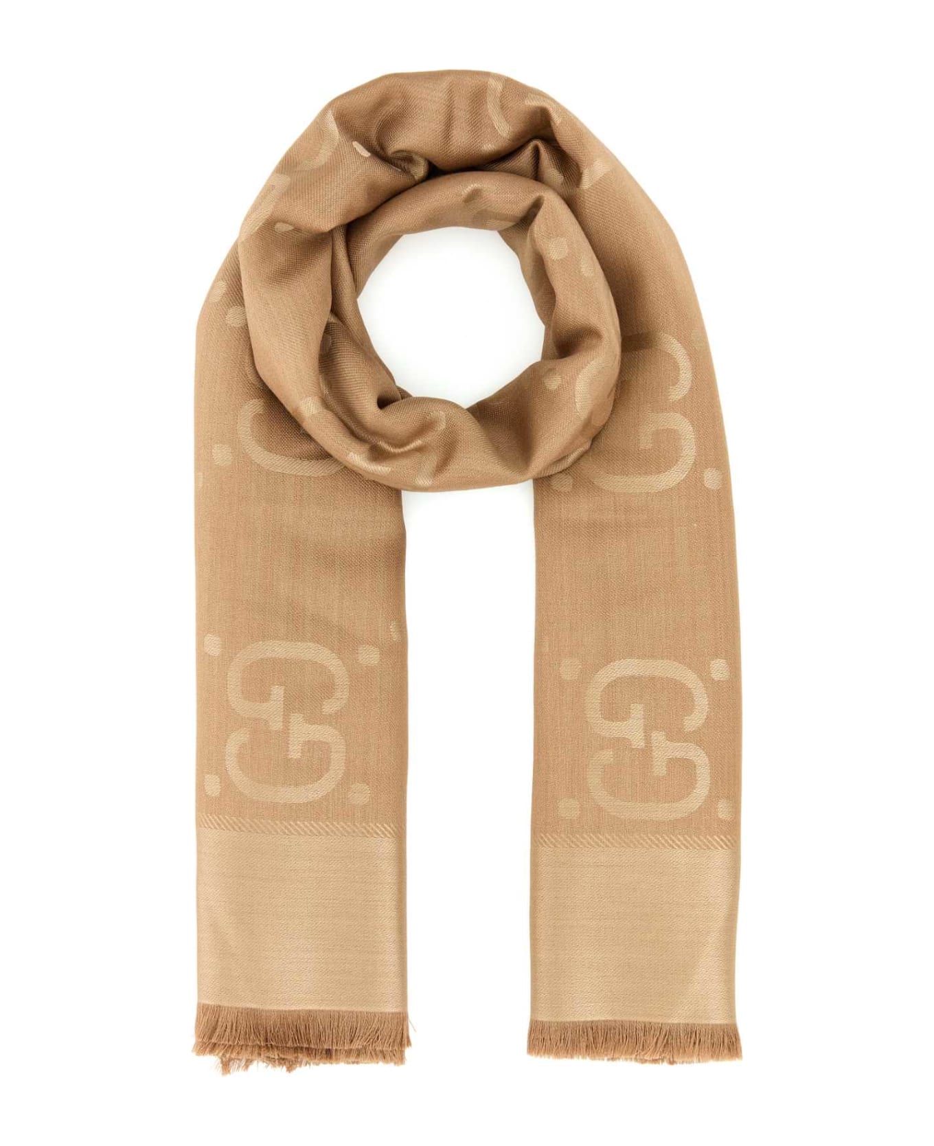 Gucci Camel Silk Blend Foulard - BROWN