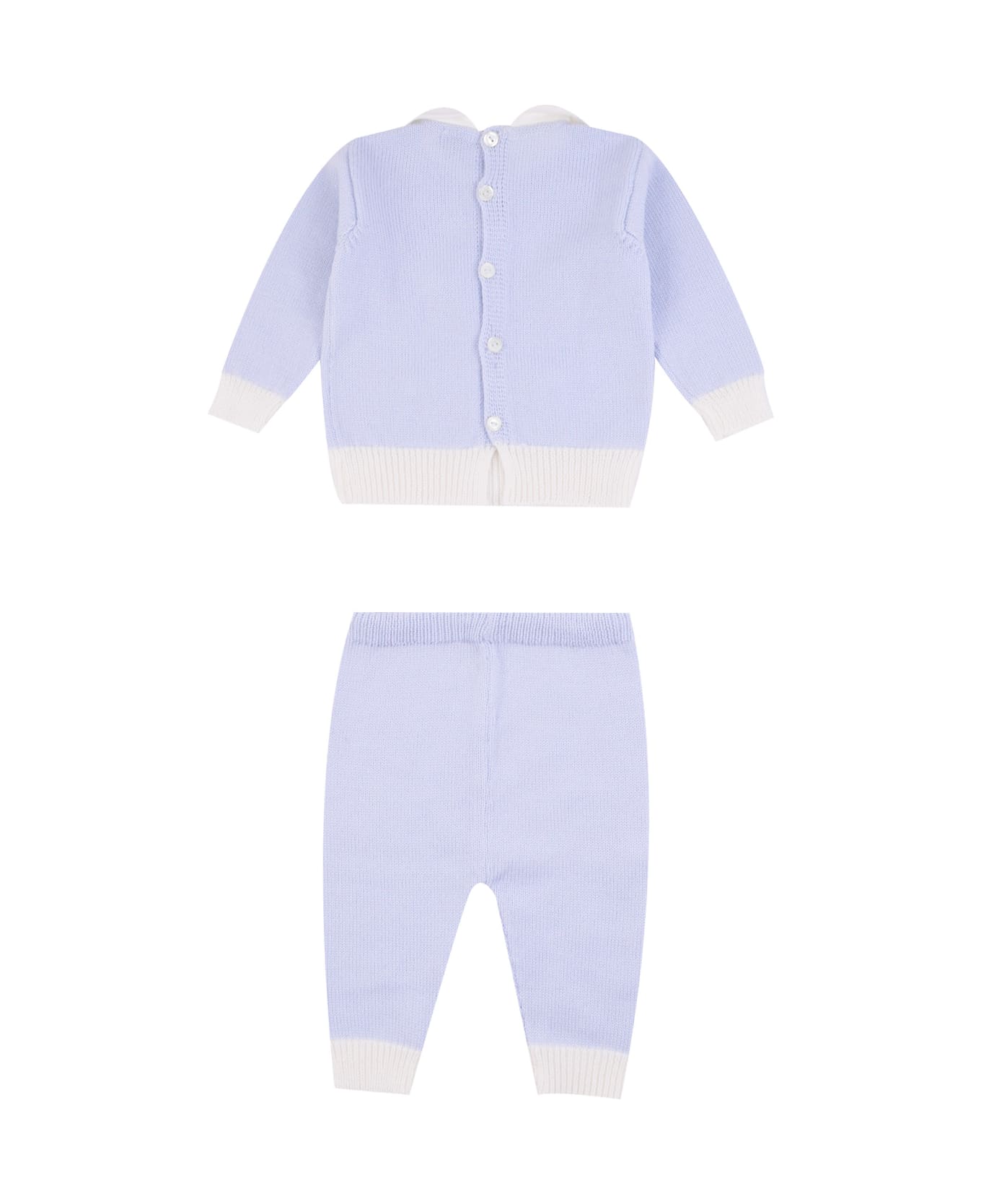 Piccola Giuggiola Wool Sweater And Trousers - Light blue