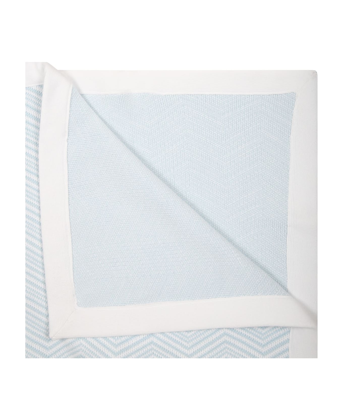 Missoni Light Blue Blanket For Baby Boy With Chevron Pattern - Light Blue