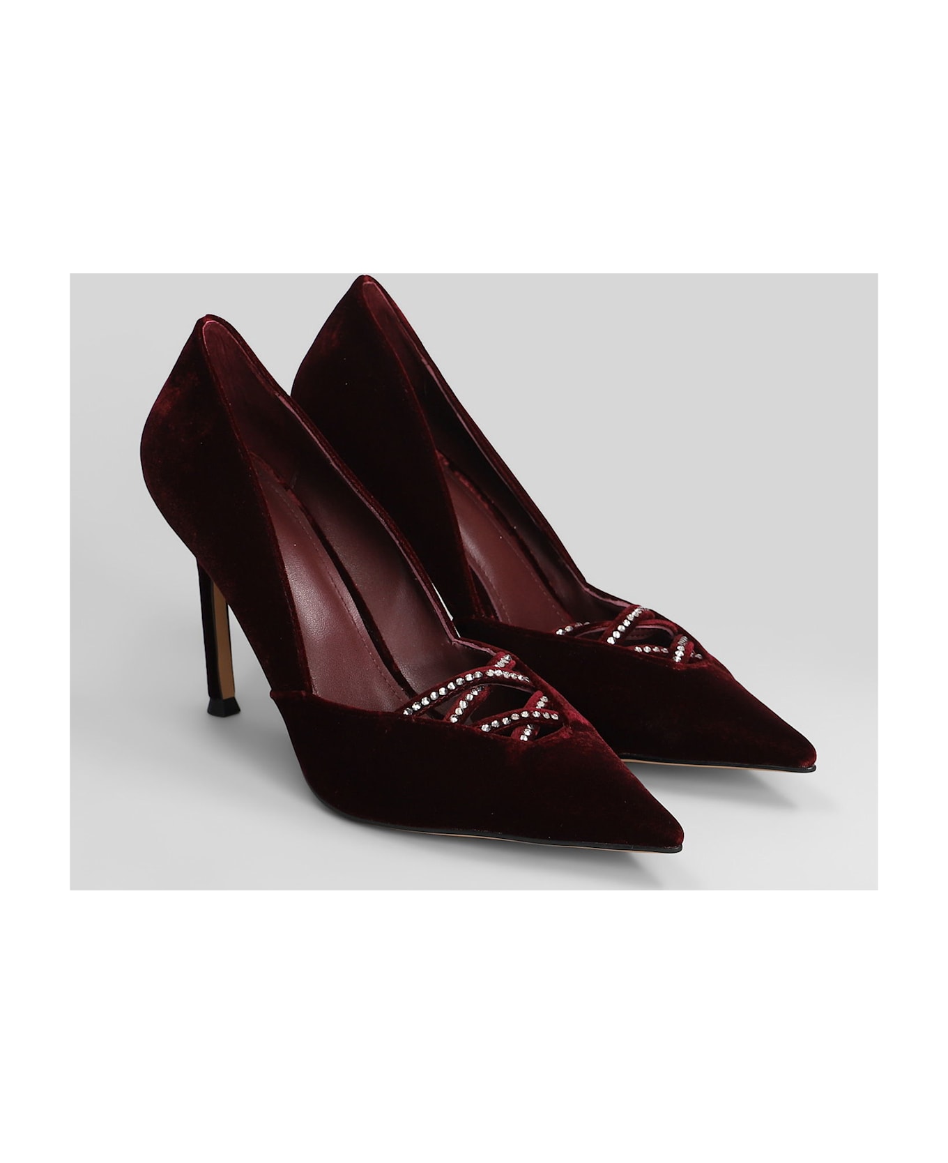 Lola Cruz Pumps In Bordeaux Velvet - bordeaux