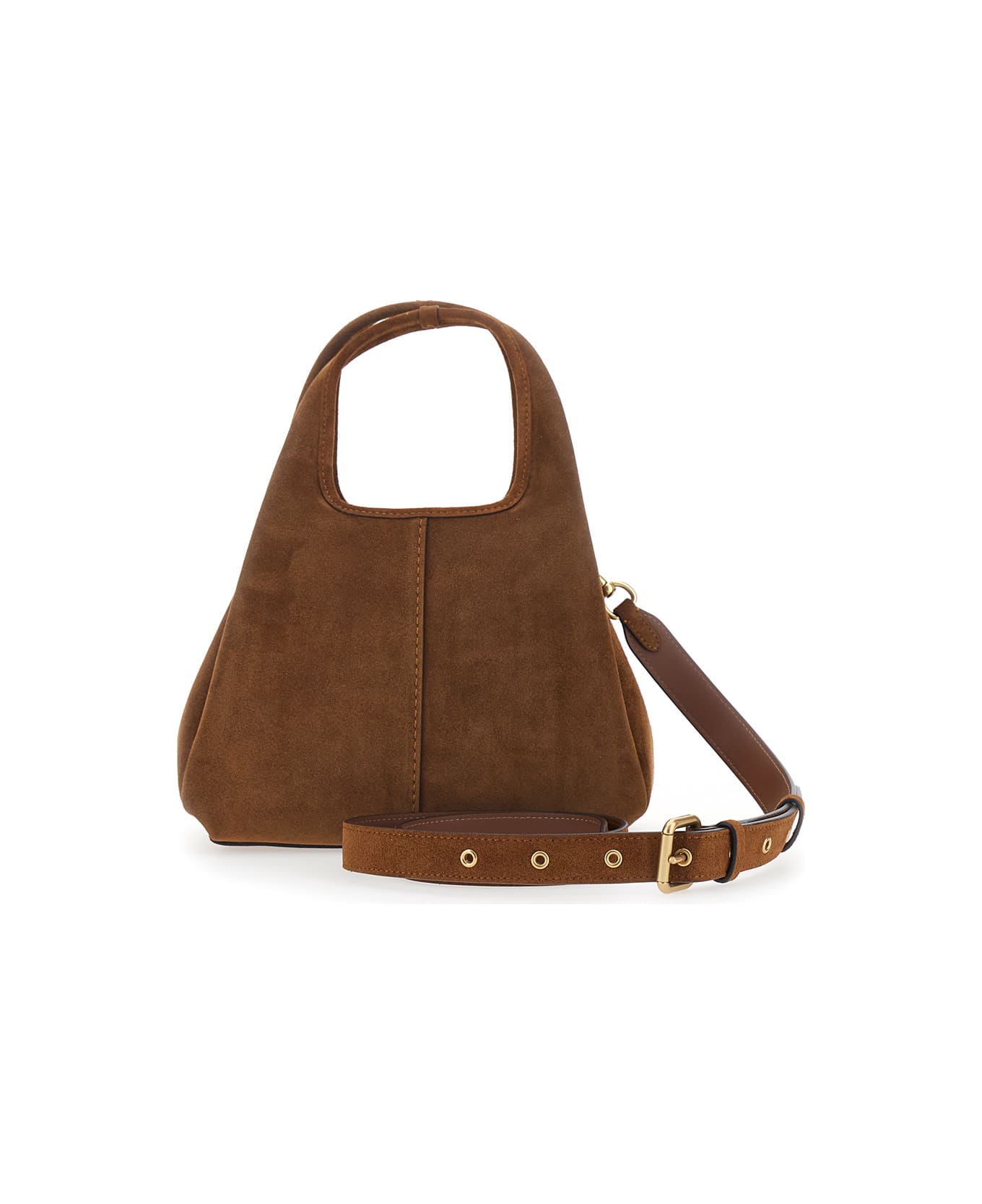 Coach 'lana' Brown Crossbody Bag With Metallic Logo Plate And Contrast Stitching In Suede Woman - Brown