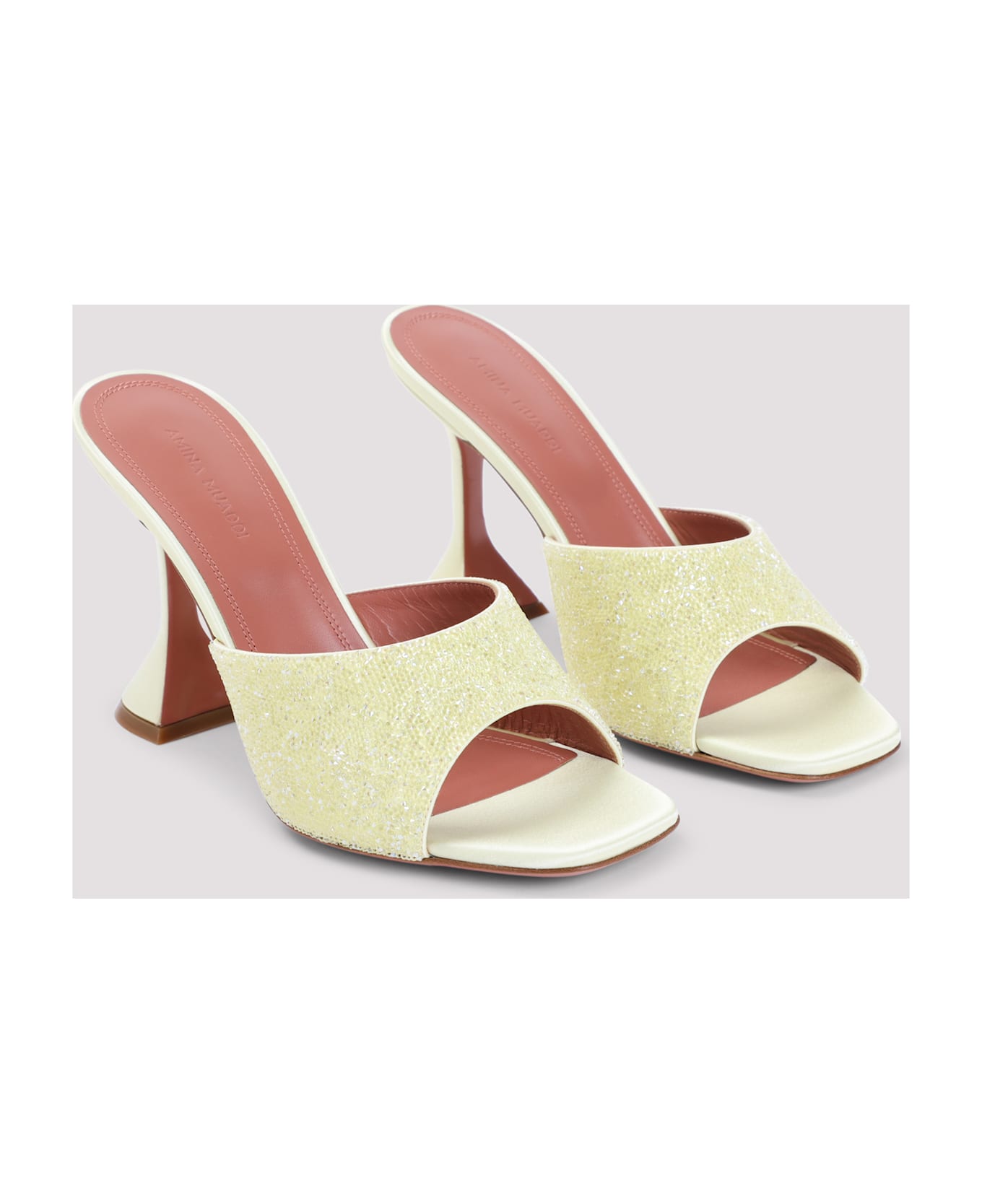 Amina Muaddi Lupita Crystal Dust 95 Sandals - Pastel Yellow