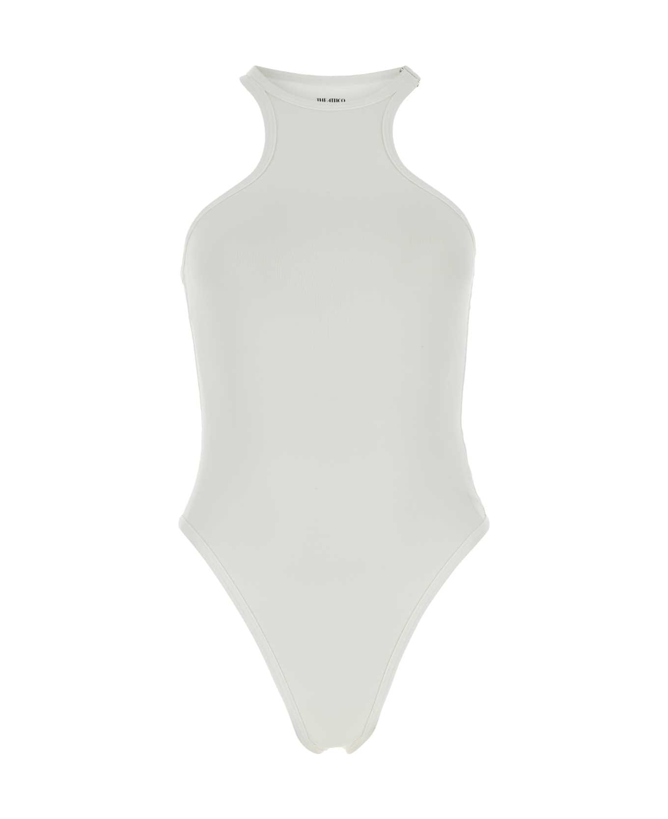 The Attico White Stretch Nylon Swimsuit - White