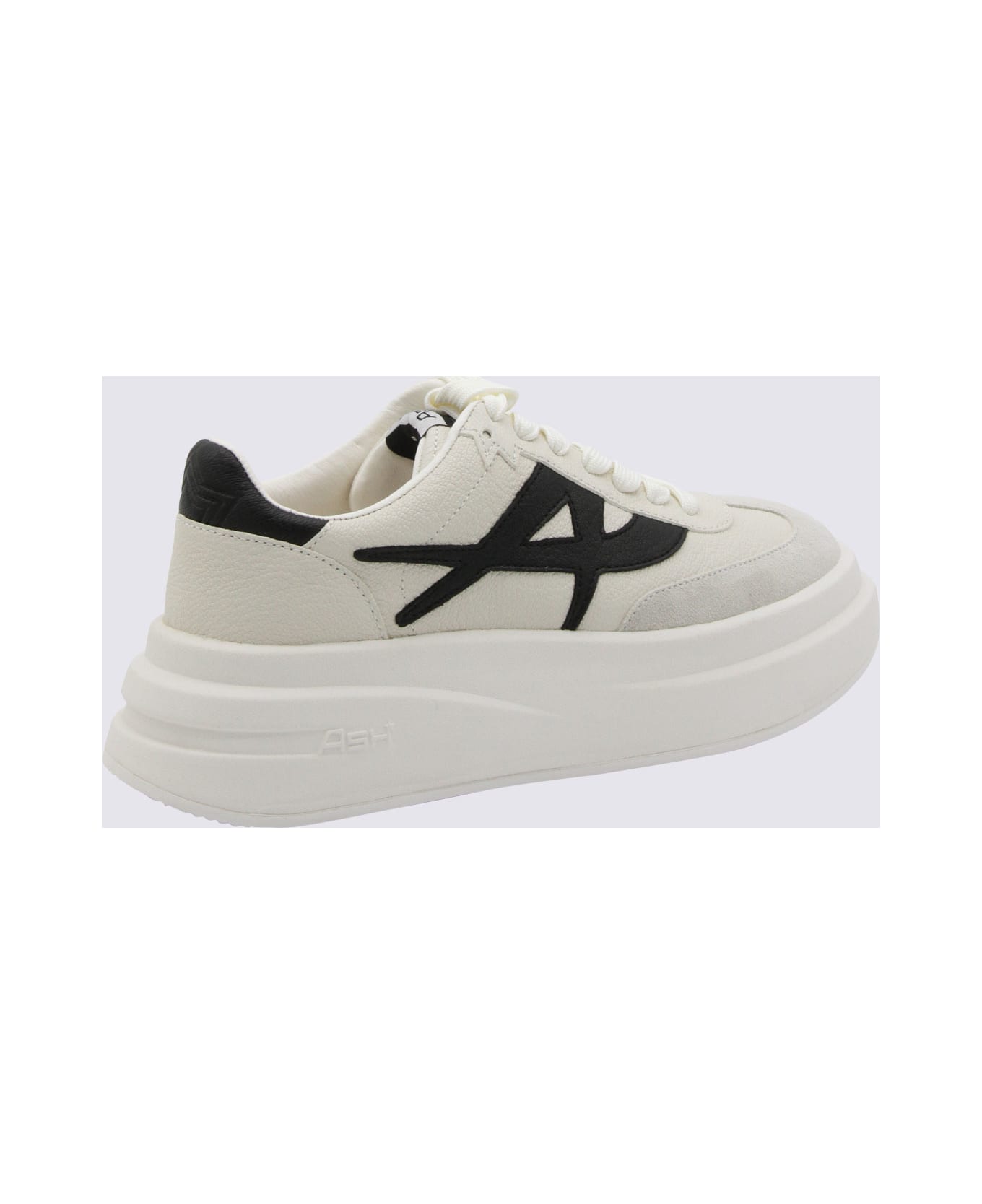 Ash White And Black Leather Sneakers - White