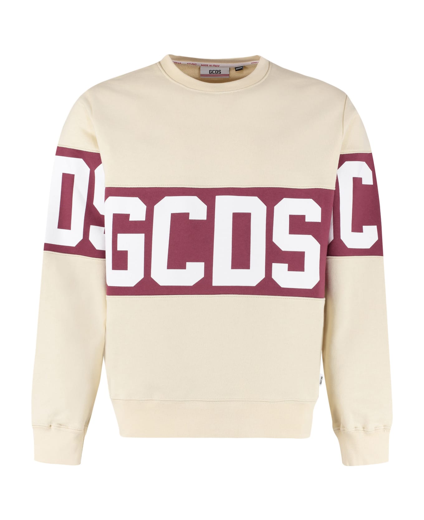 GCDS Logo Detail Cotton Sweatshirt - panna