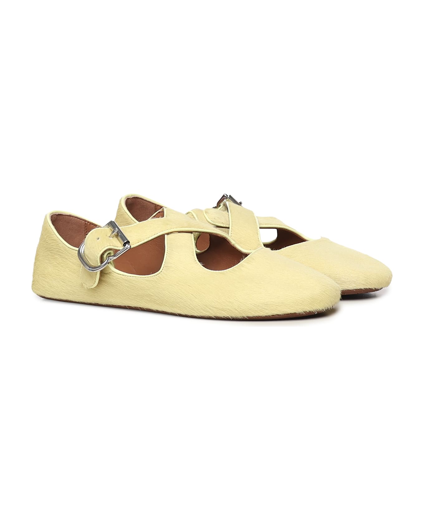 Alaia Flat Pony Hair Ballerinas - LIMONADE