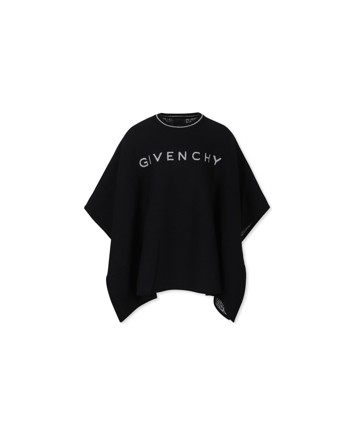 Givenchy Reversible Black Cape For Girl With Logo And 4g Motif - Black