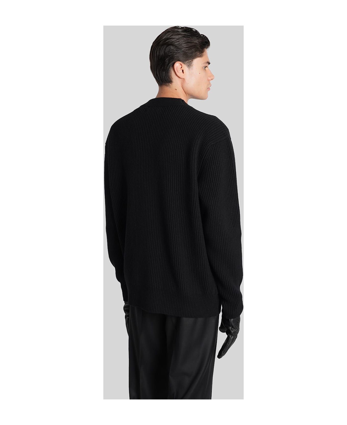 Lardini Cardigan In Black Wool - black