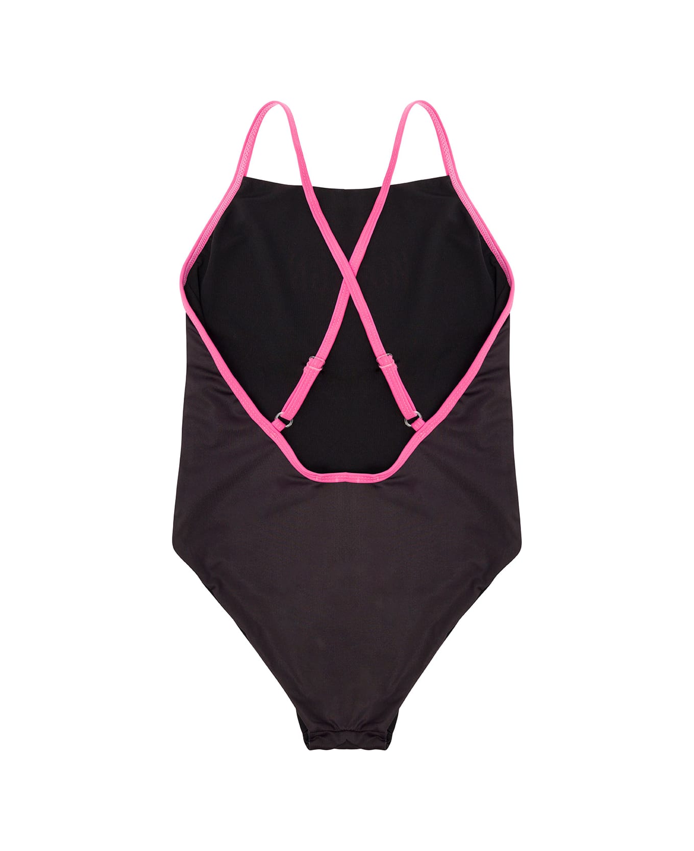 Chiara Ferragni Brown Swimsuit With Logo Print On The Front In Stretch Polyester Woman - Black