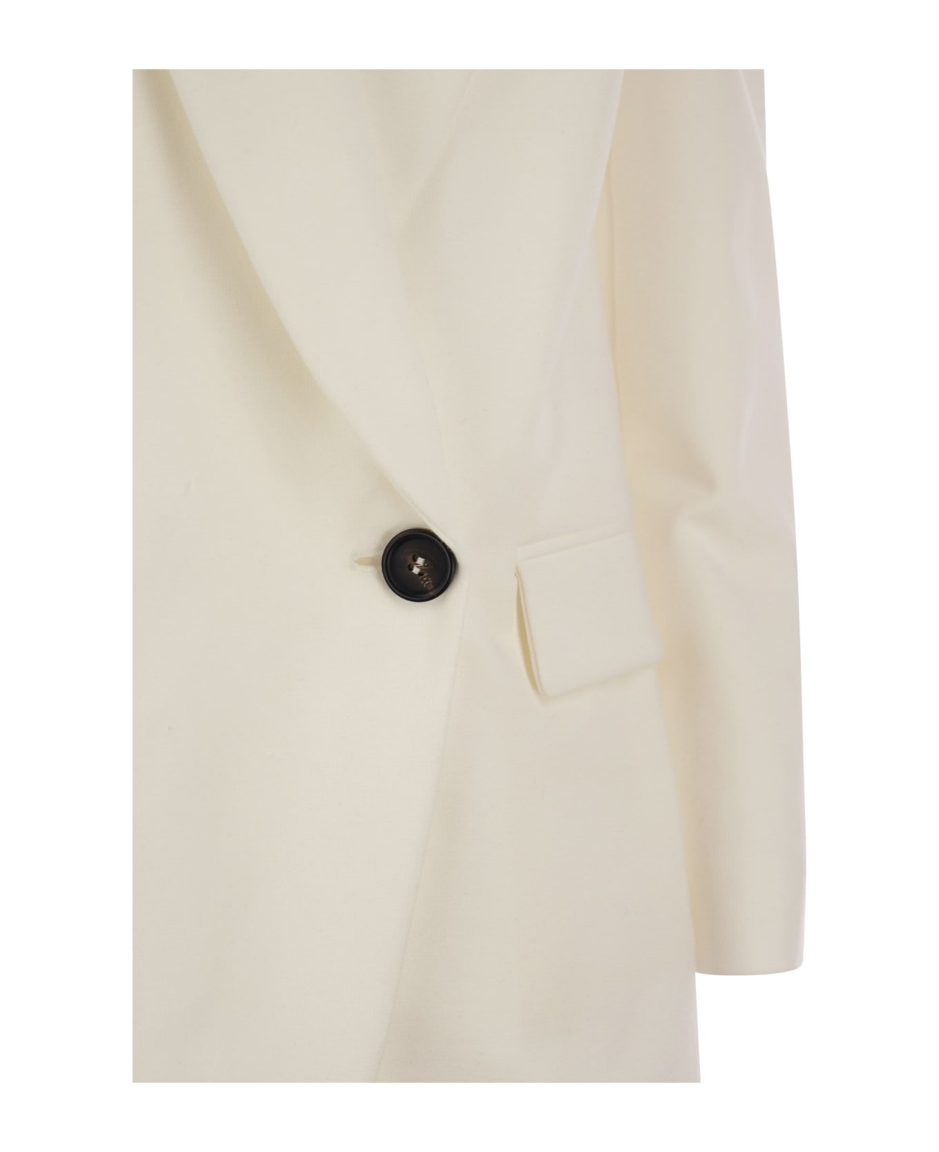 Brunello Cucinelli Stretch Cotton Interlock Couture Jacket With Jewellery - Natural ブレザー