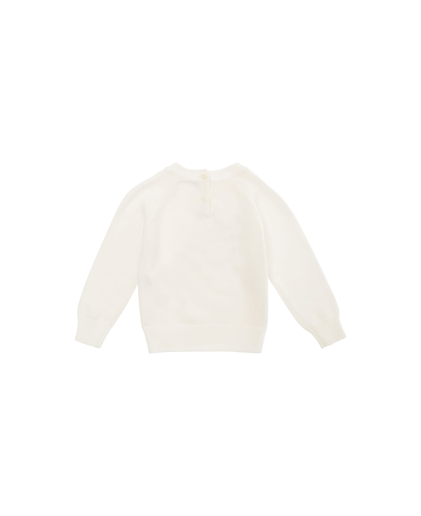 Il Gufo White Sweatshirt With Teddy Bear In Cotton Baby - White