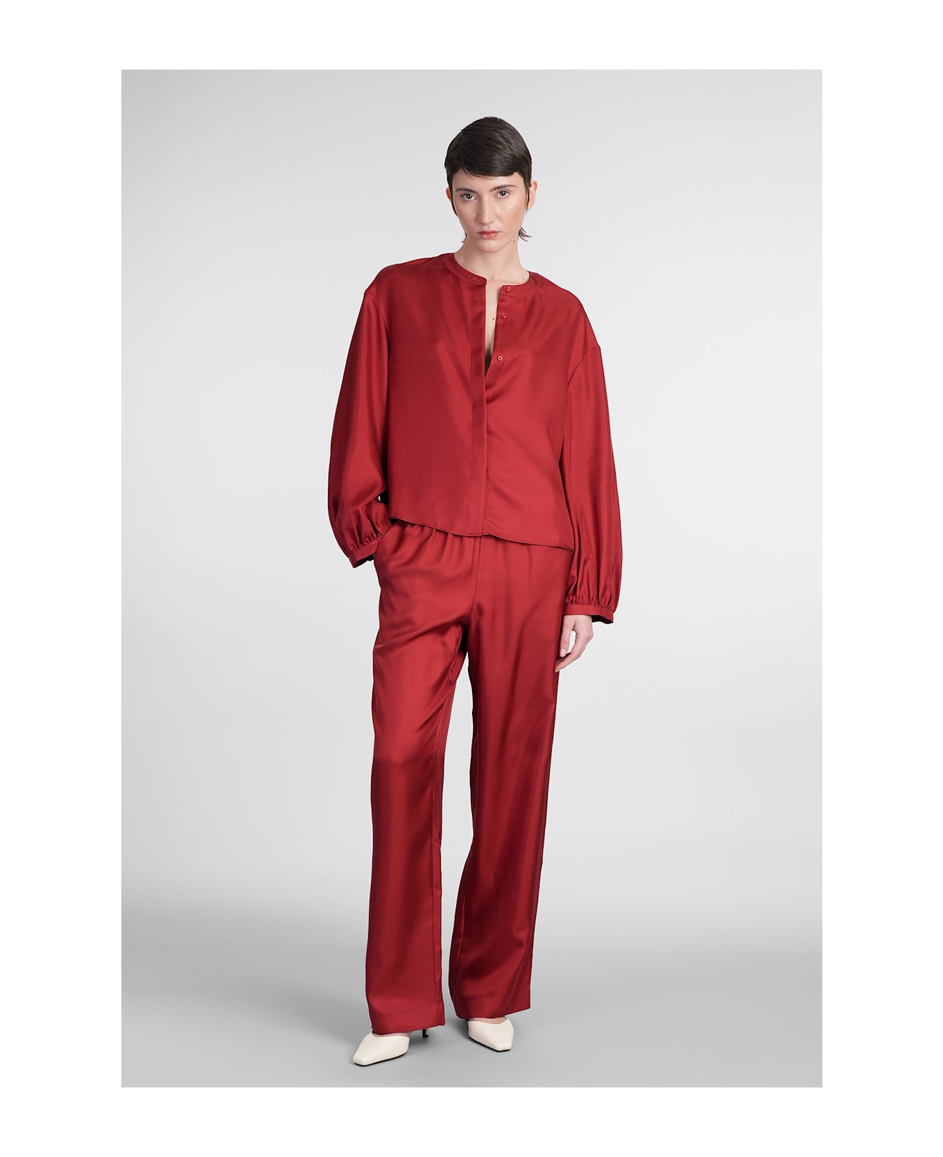 Loulou Studio Lea Blouse In Red Silk - red