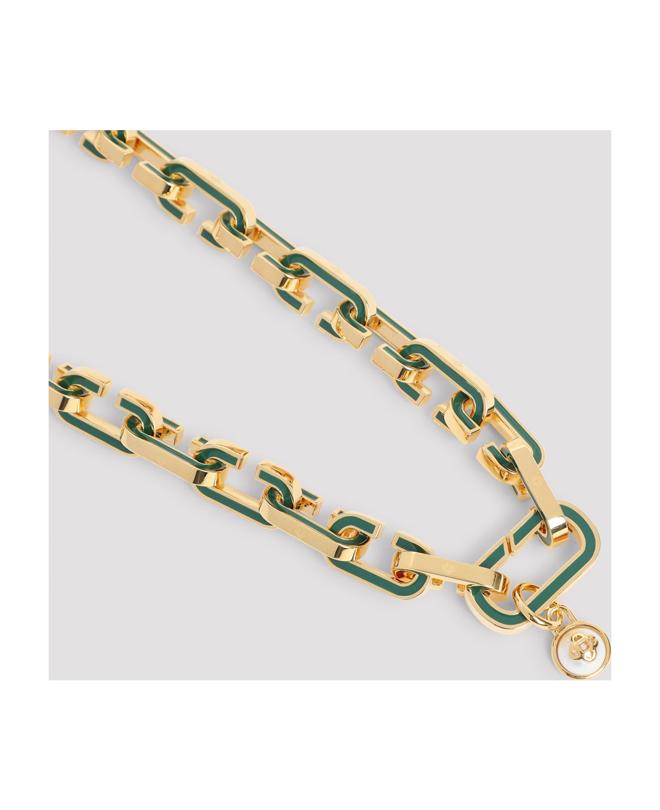 Casablanca Enamel C Link Necklace - Green Gold