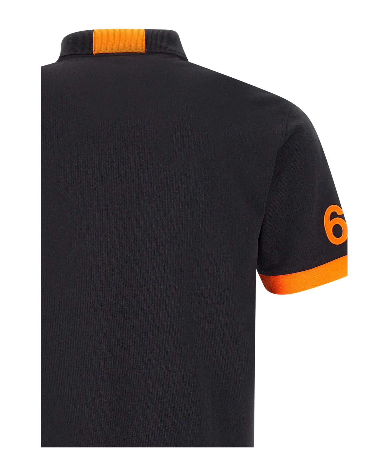 Sun 68 "fluo Logo" Cotton Polo Shirt - BLACK ポロシャツ