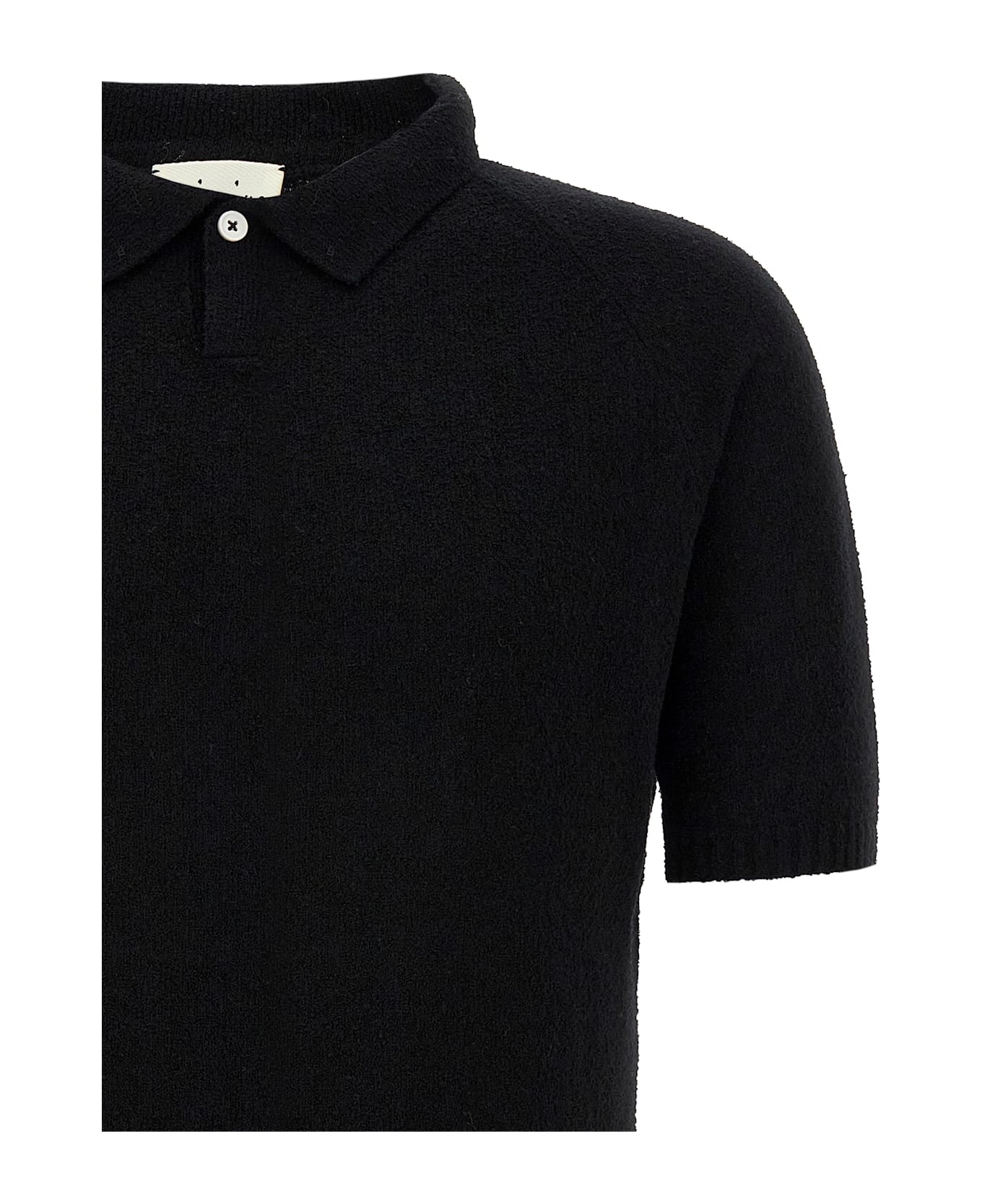 Ma
ry
ya Bouclé Cotton Polo Shirt - Black  