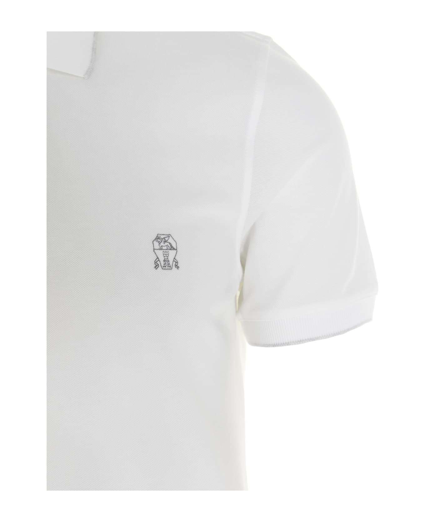 Brunello Cucinelli Embroidered Paul Smith Zebra polo shirt - White