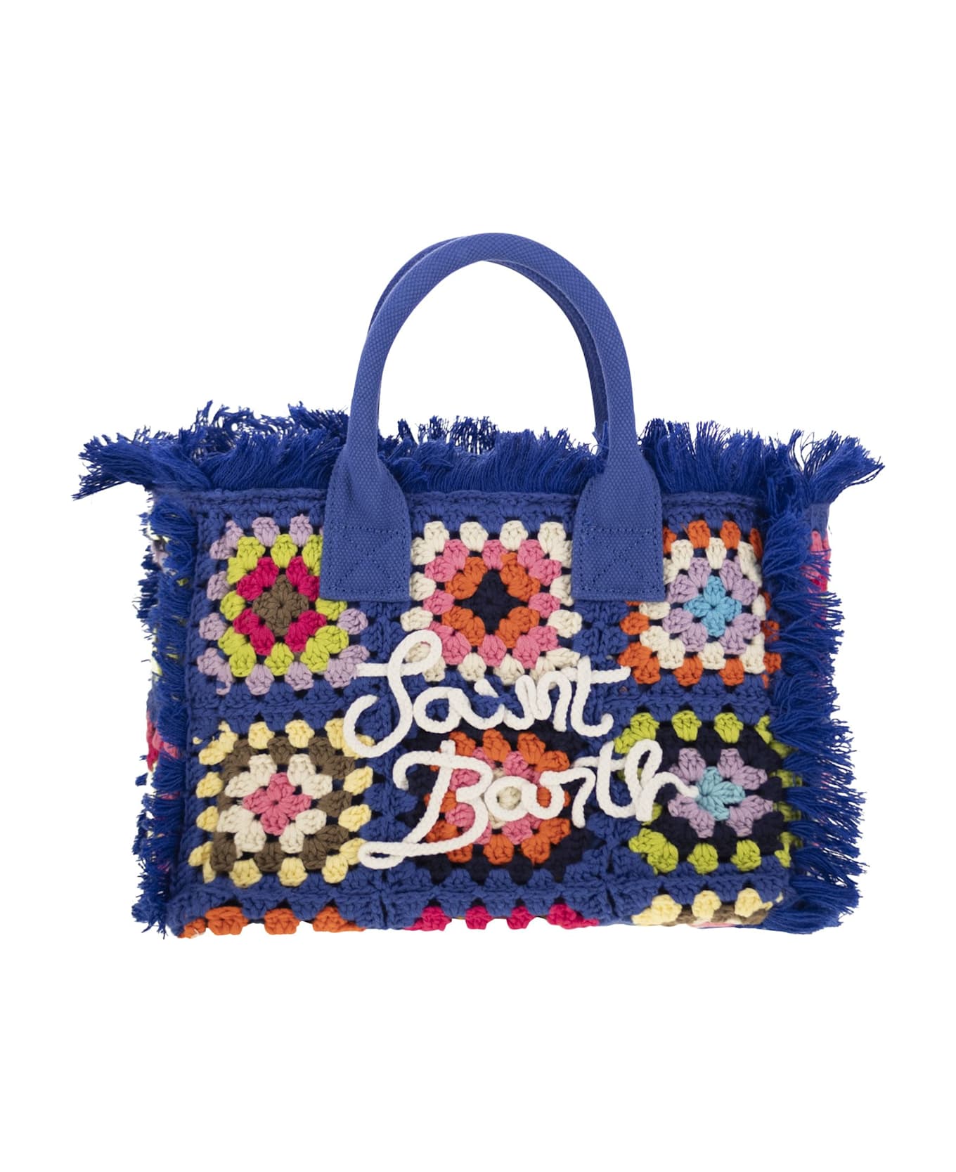 MC2 Saint Barth Colette Crochet - Handbag With Crochet Flower Patch - Bluette