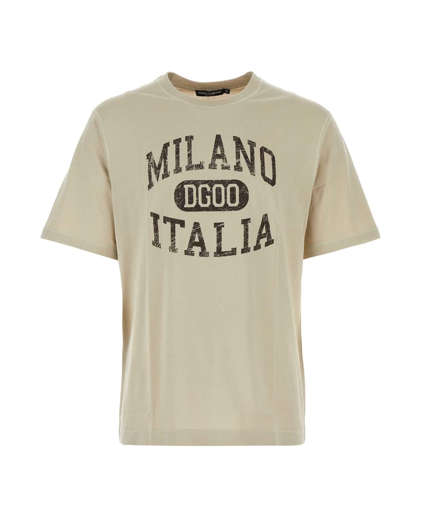 Dolce & Gabbana Beige Cotton T-shirt - PERGAMENAMEDIO