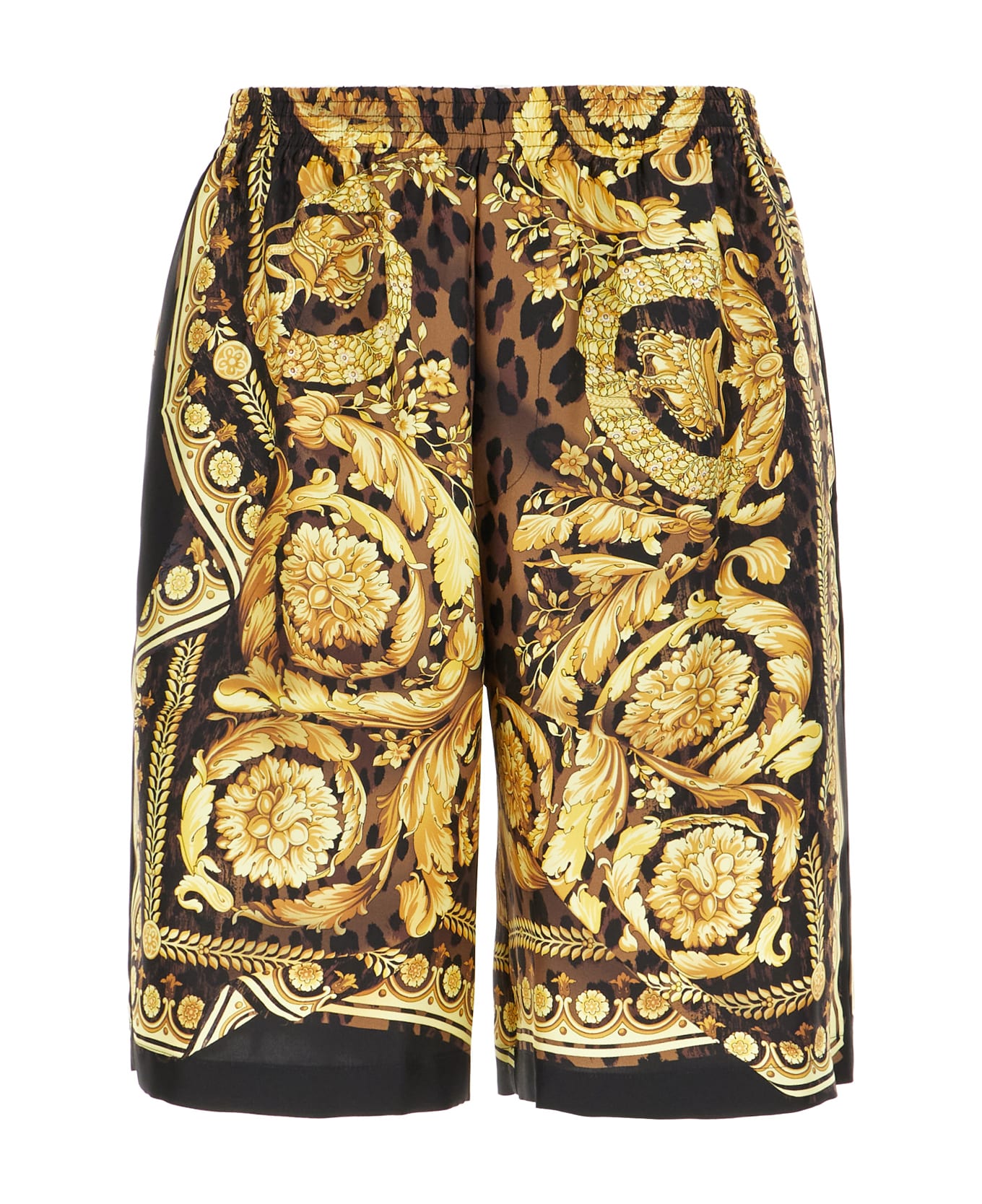 Versace Printed Silk Bermuda Shorts - CHESTNUT GOLD