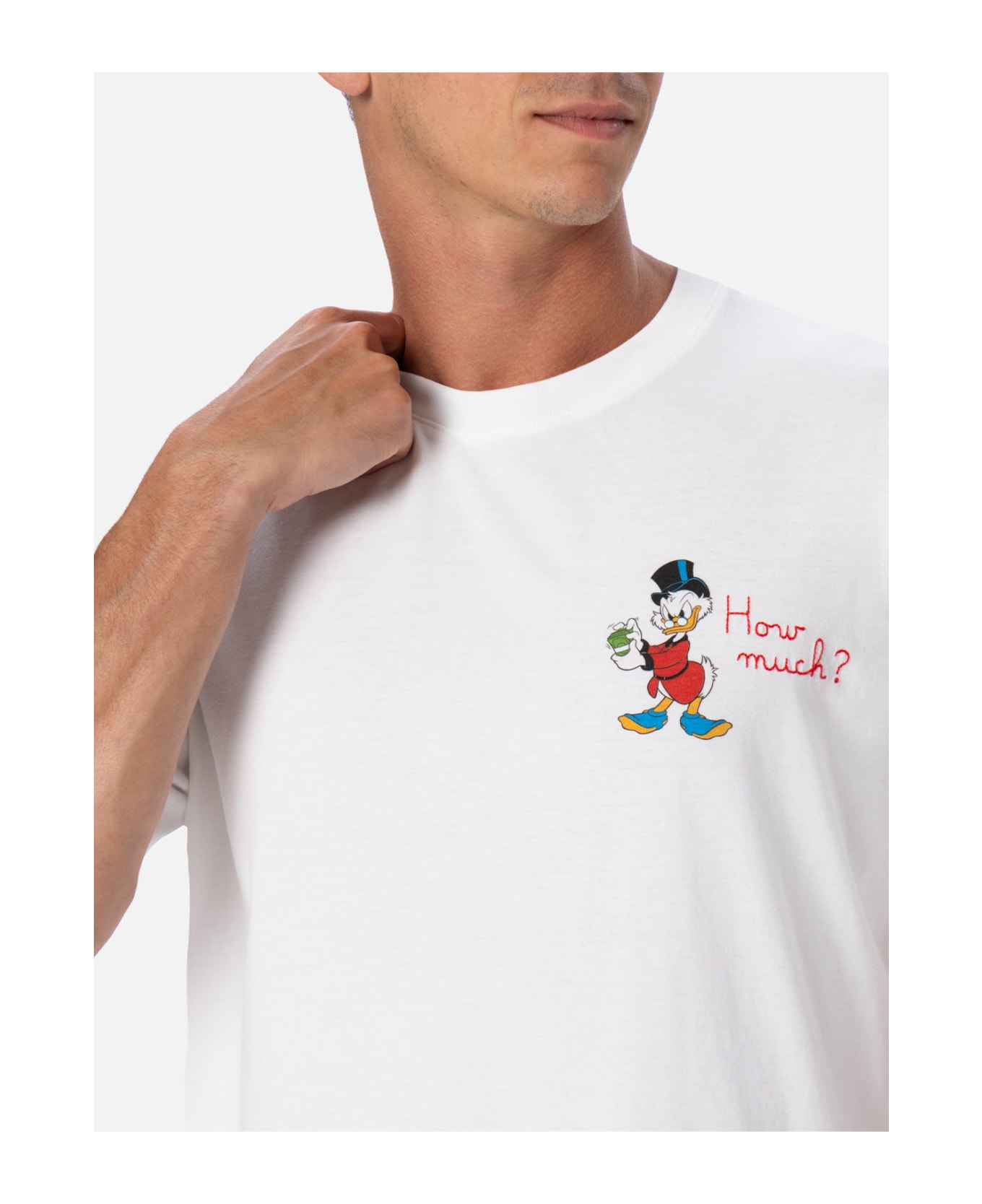 MC2 Saint Barth Man Cotton T-shirt With Scrooge Print And Embroidery | ©disney Special Edition - WHITE