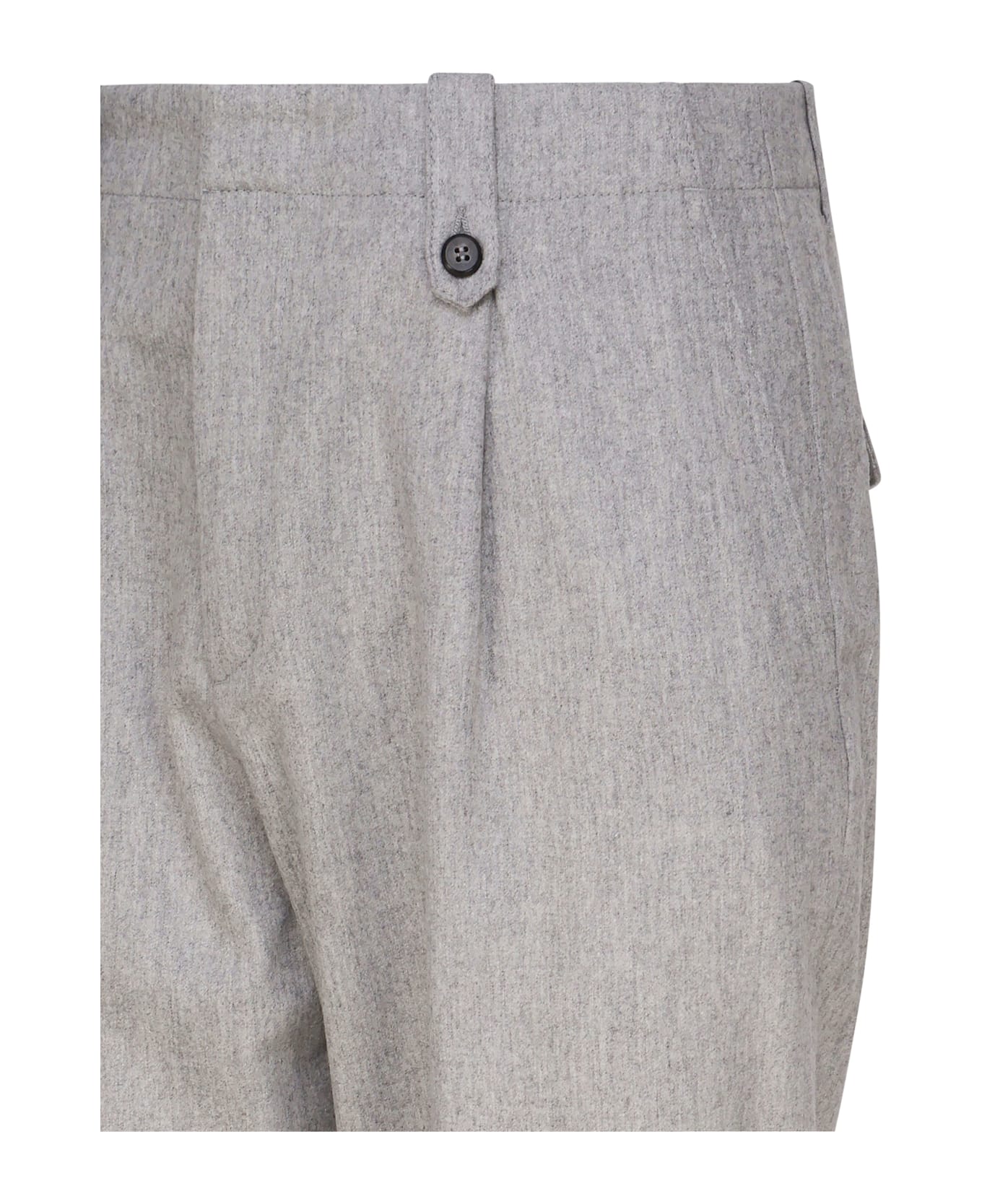 Eleventy Retro Style Trousers With Suspender Buttons - LIGHT MELANGE GRey