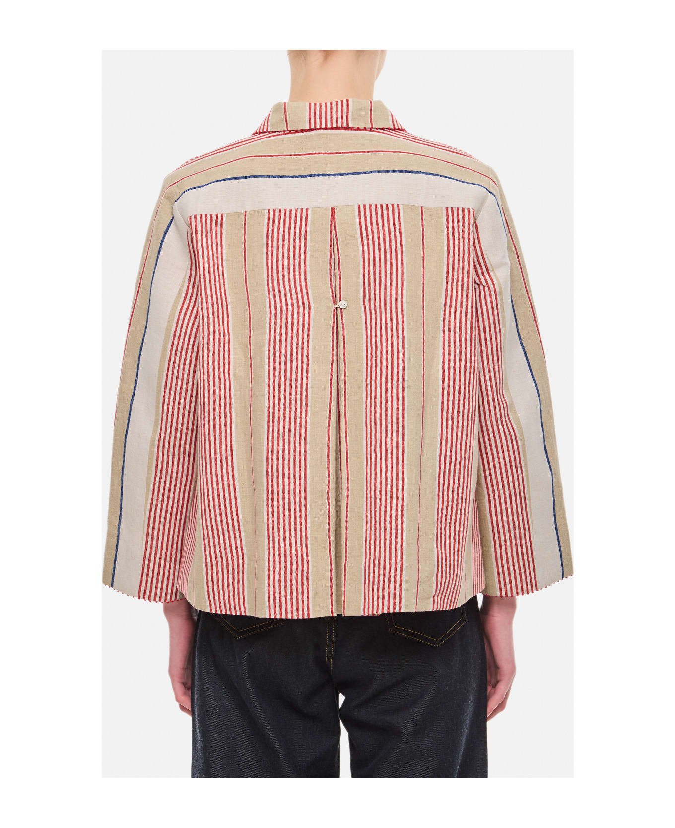 Péro Cotton And Linen Double Breasted Jacket - As Multi