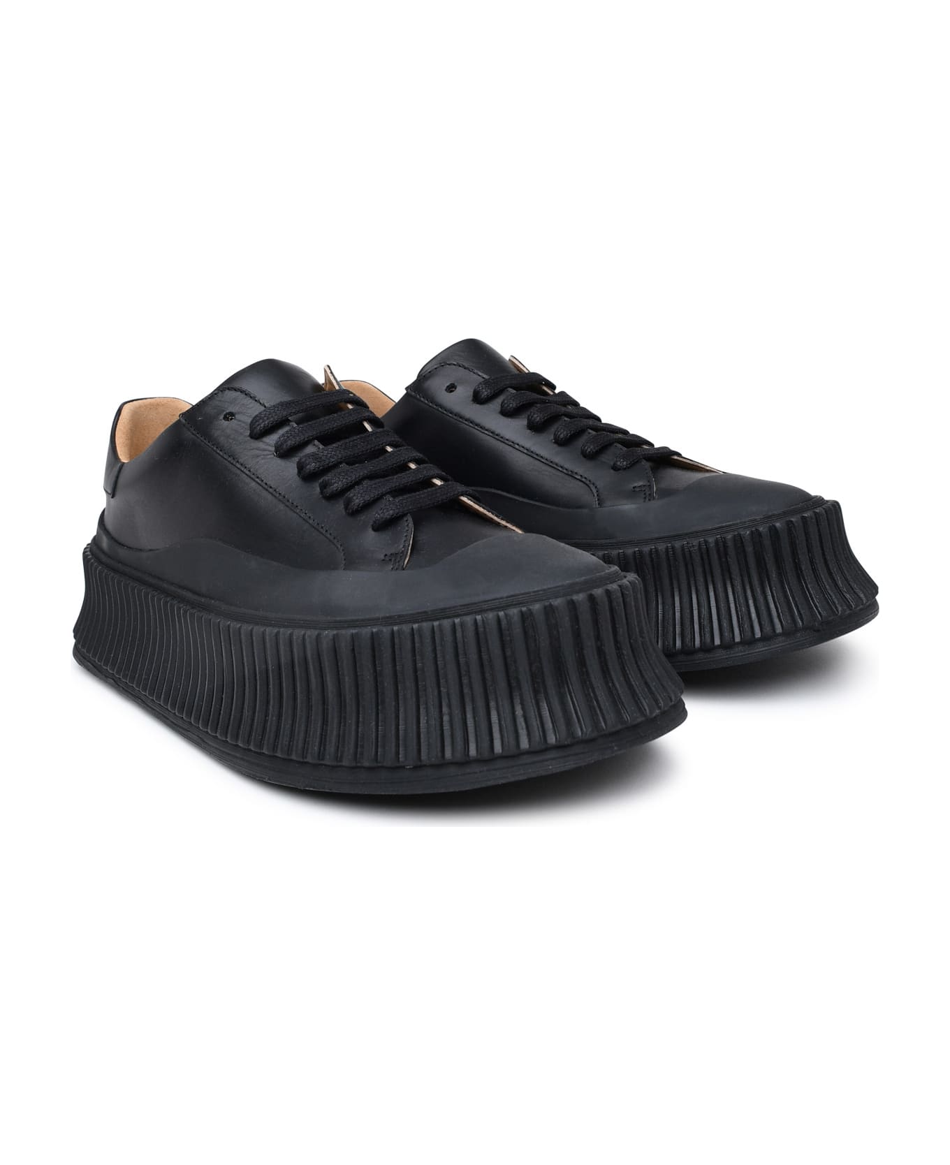Jil Sander Black Leather Sneakers - Black