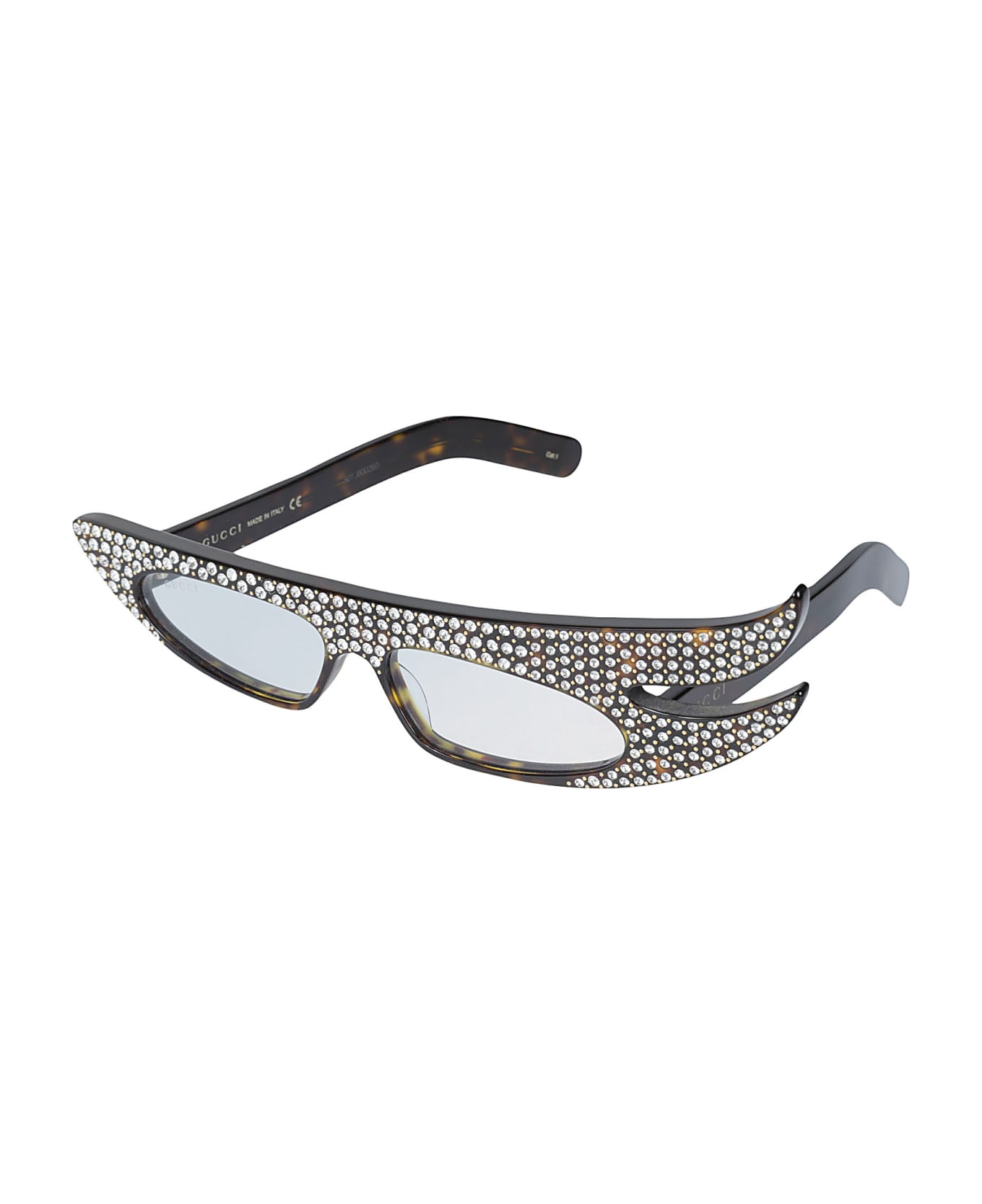 Gucci Eyewear Embellished Frame Sunglasses - 001-havana-havana-light b