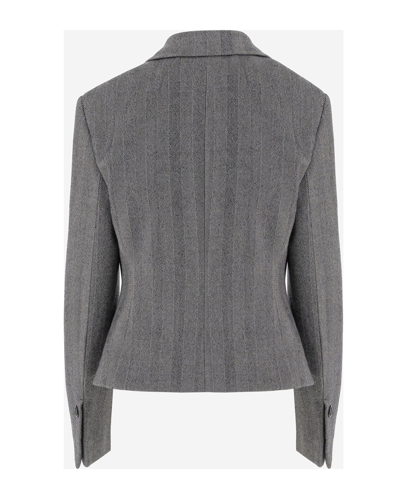Ferragamo Single-breasted Chevron Blazer - Grey