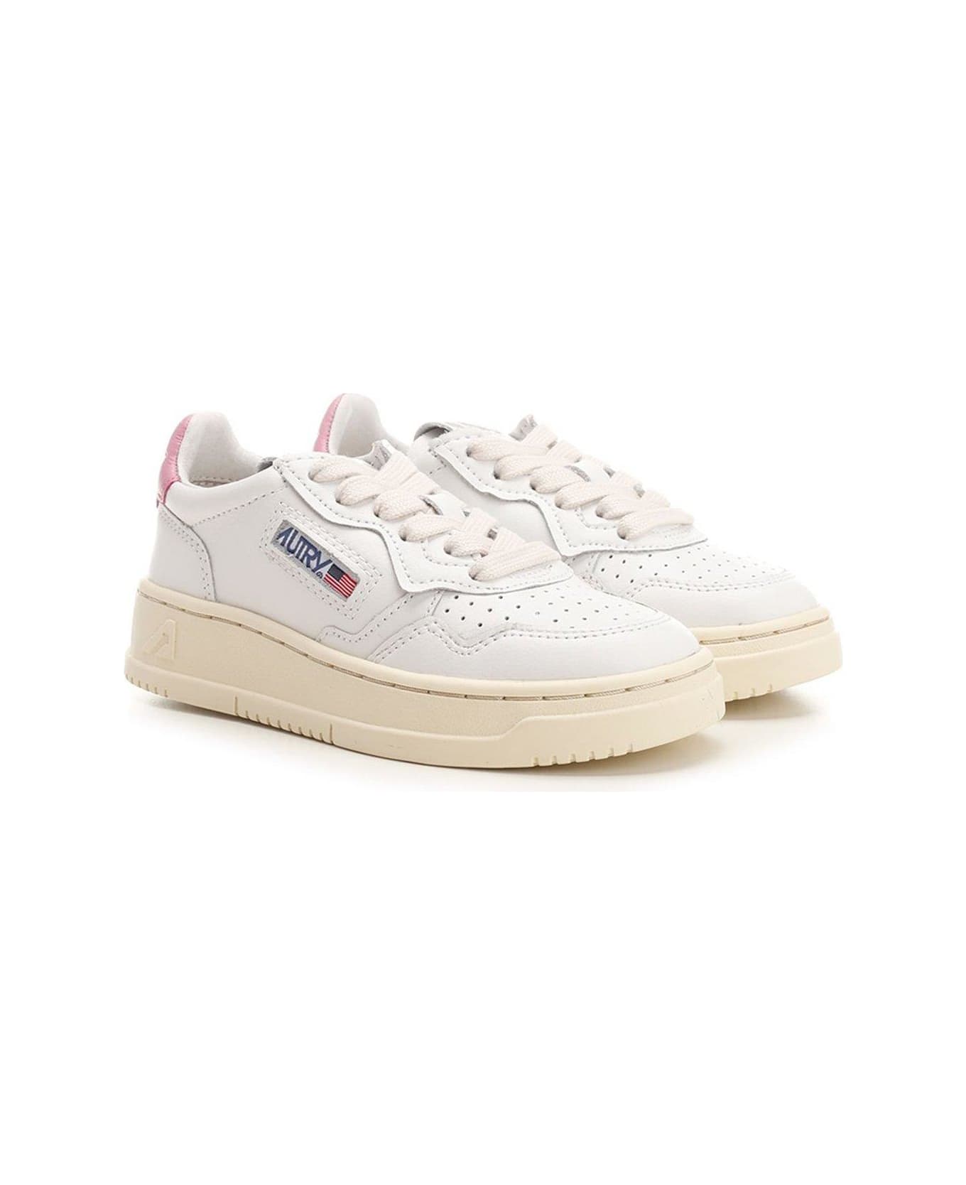Autry Logo Patch Panelled Sneakers - White