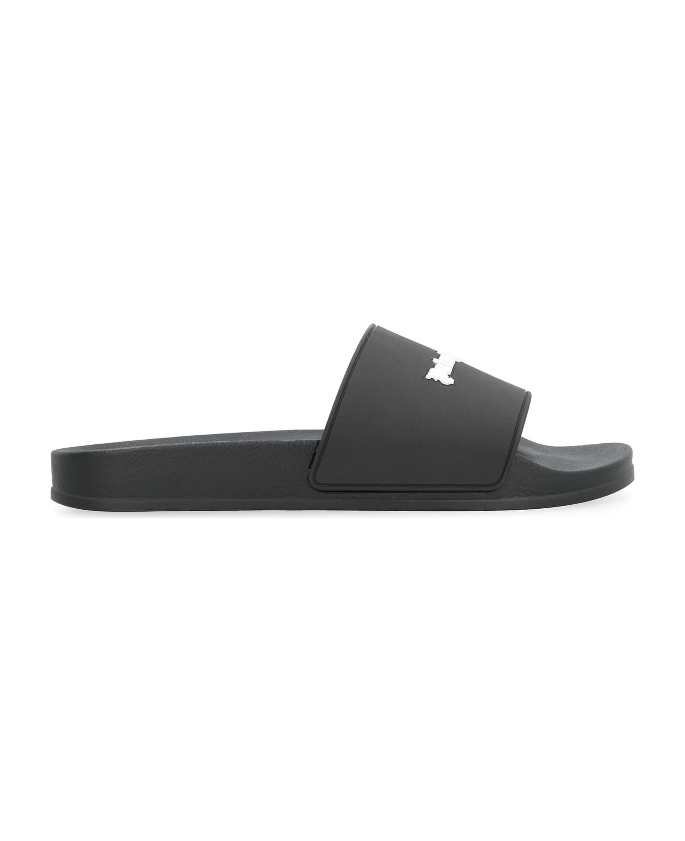 Palm Angels Slide Sandal With Logo - black
