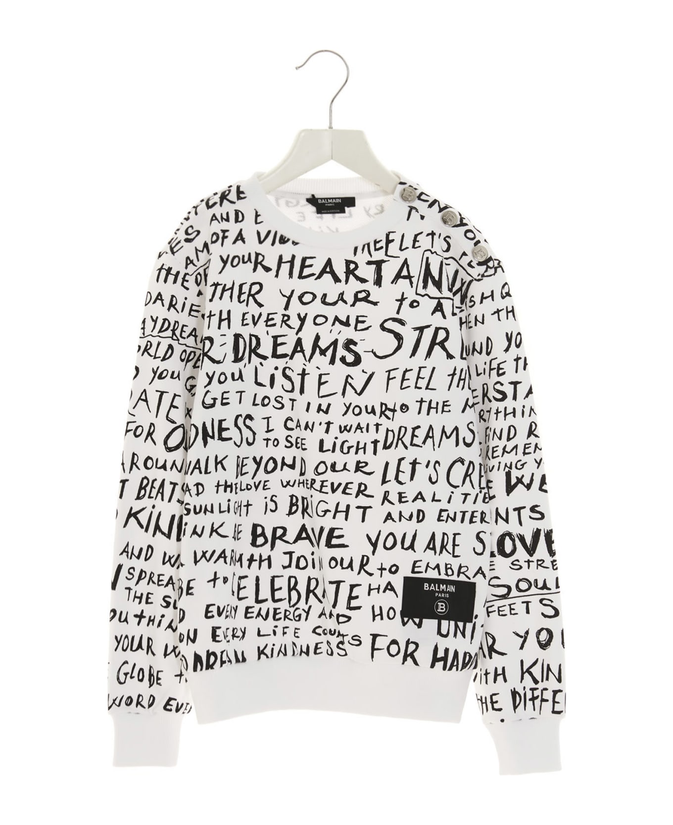 Balmain All Over Logo Sweatshirt - White/Black