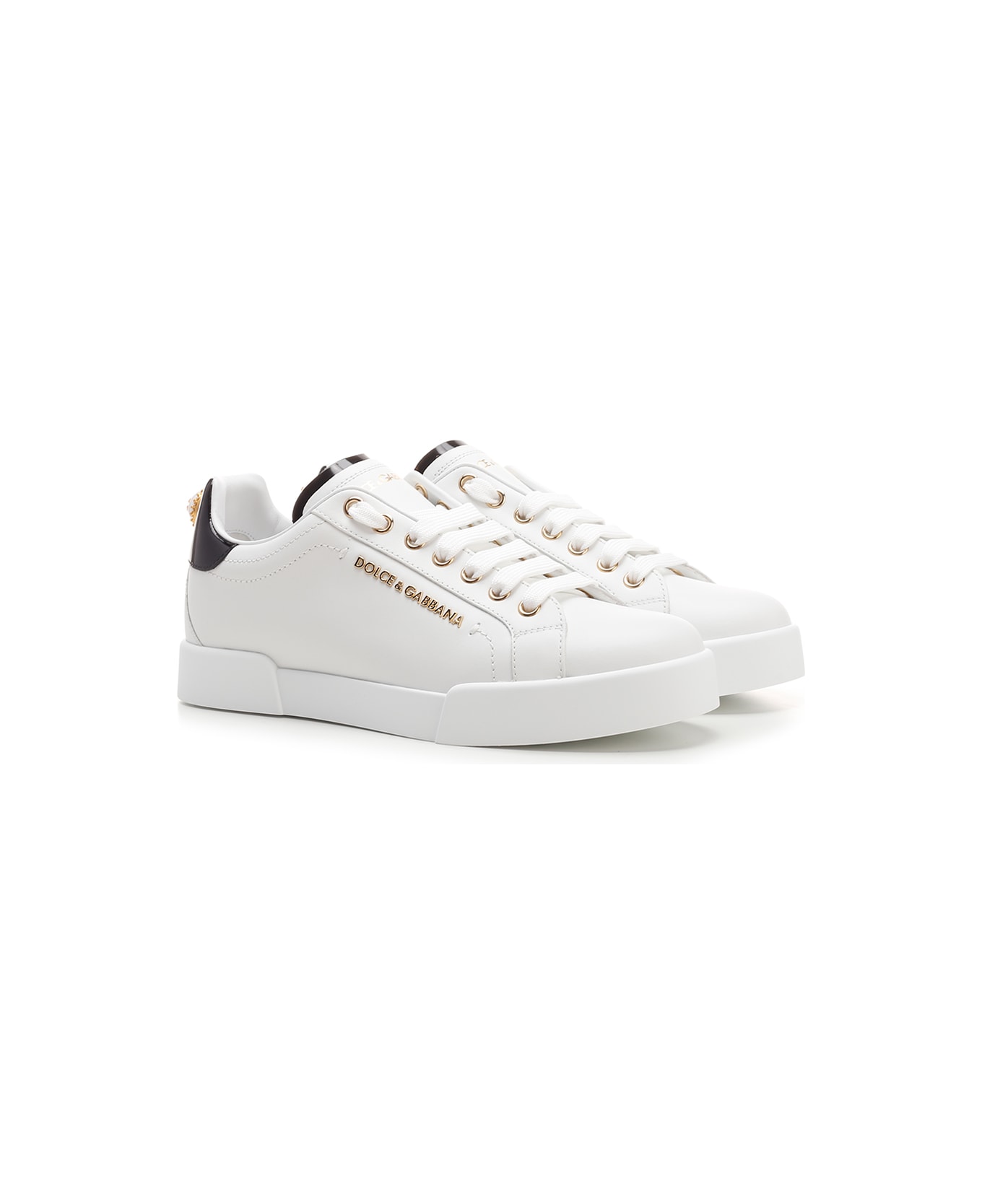Dolce & Gabbana Embellished Sneakers - BIANCO/ORO
