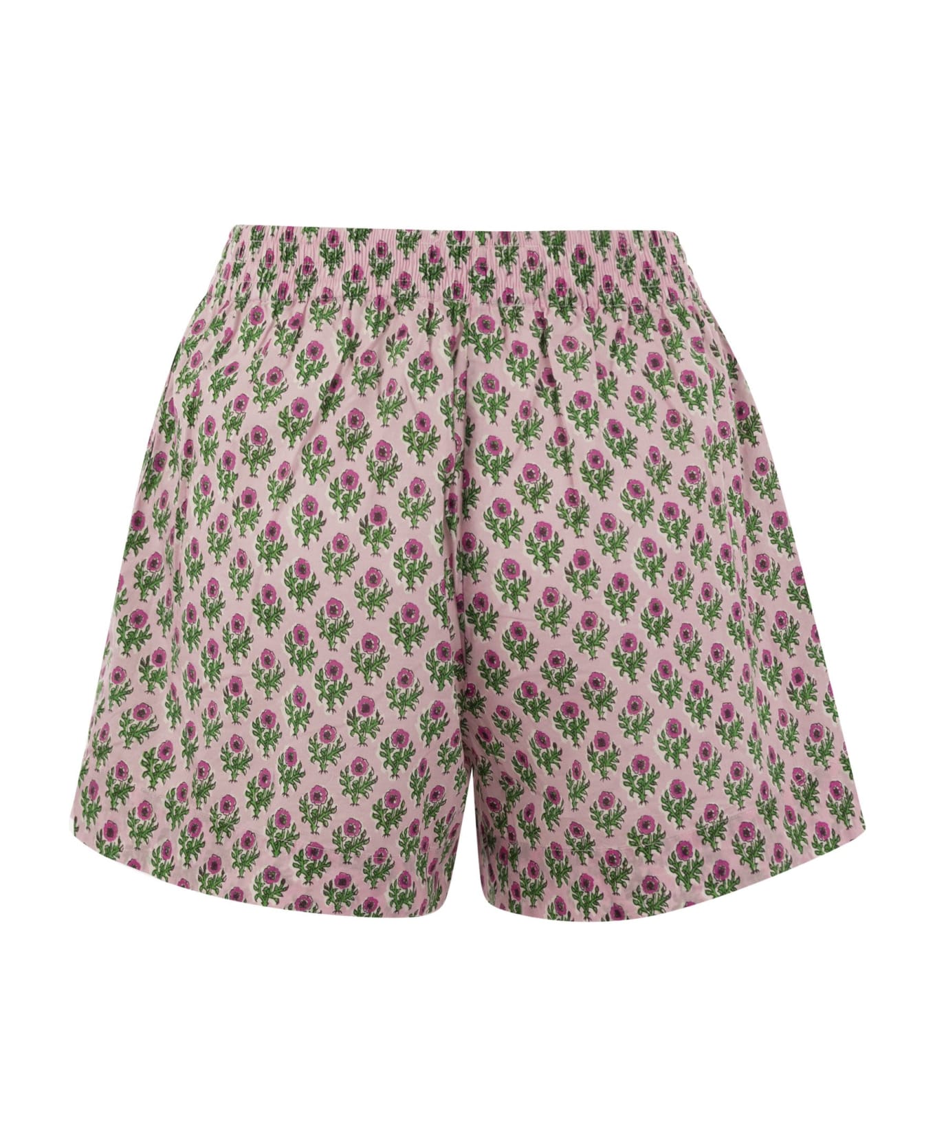 MC2 Saint Barth Meave - Cotton Shorts With Floral Pattern - Pink