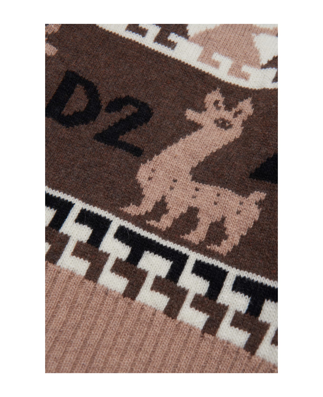 Dsquared2 D2k155u Knitwear Dsquared Inca Pattern Wool-blend Crew-neck Sweater - Light Brown