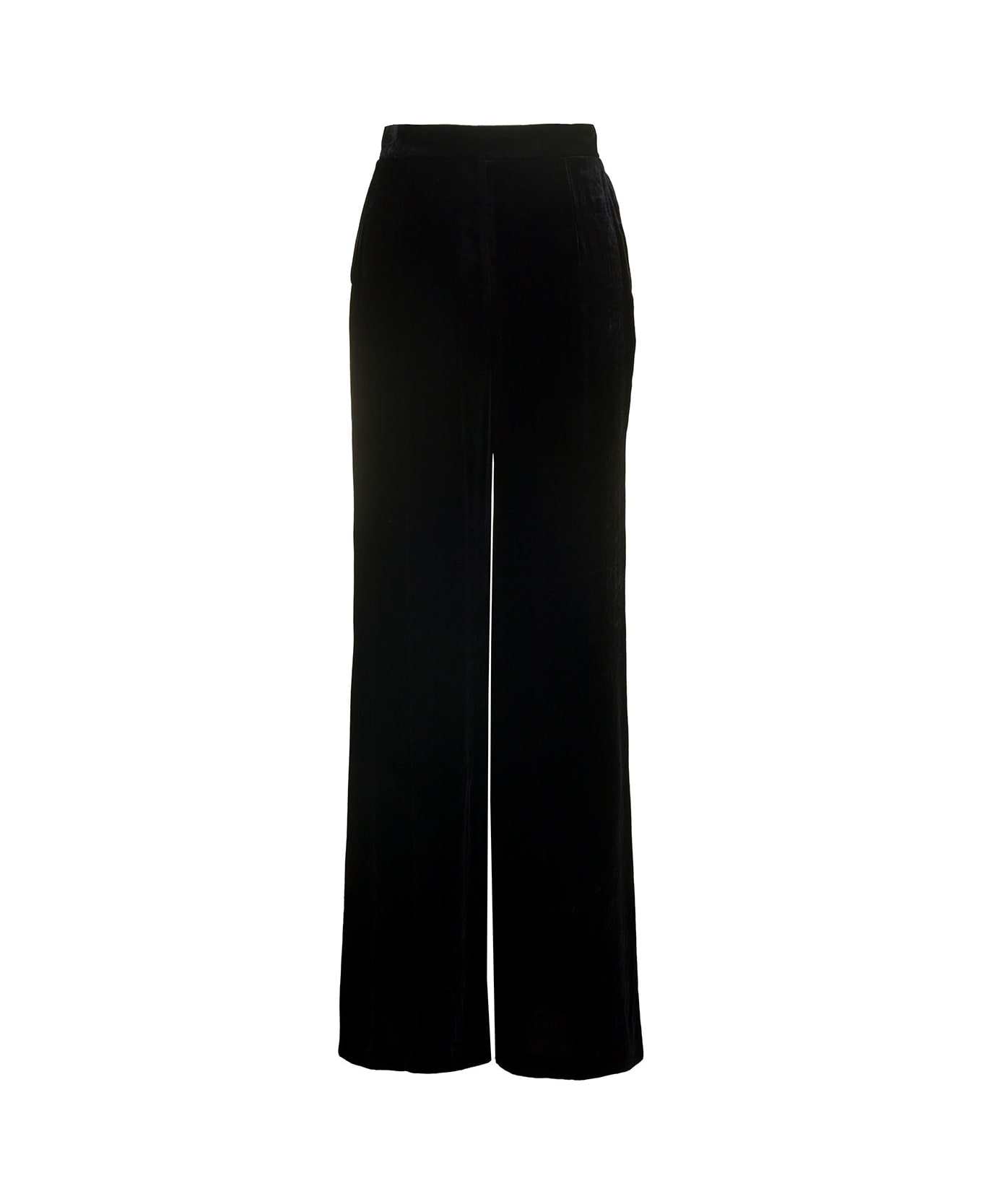 Alberta Ferretti Loose Black Pants With Invisible Zip In Velvet Woman - Black