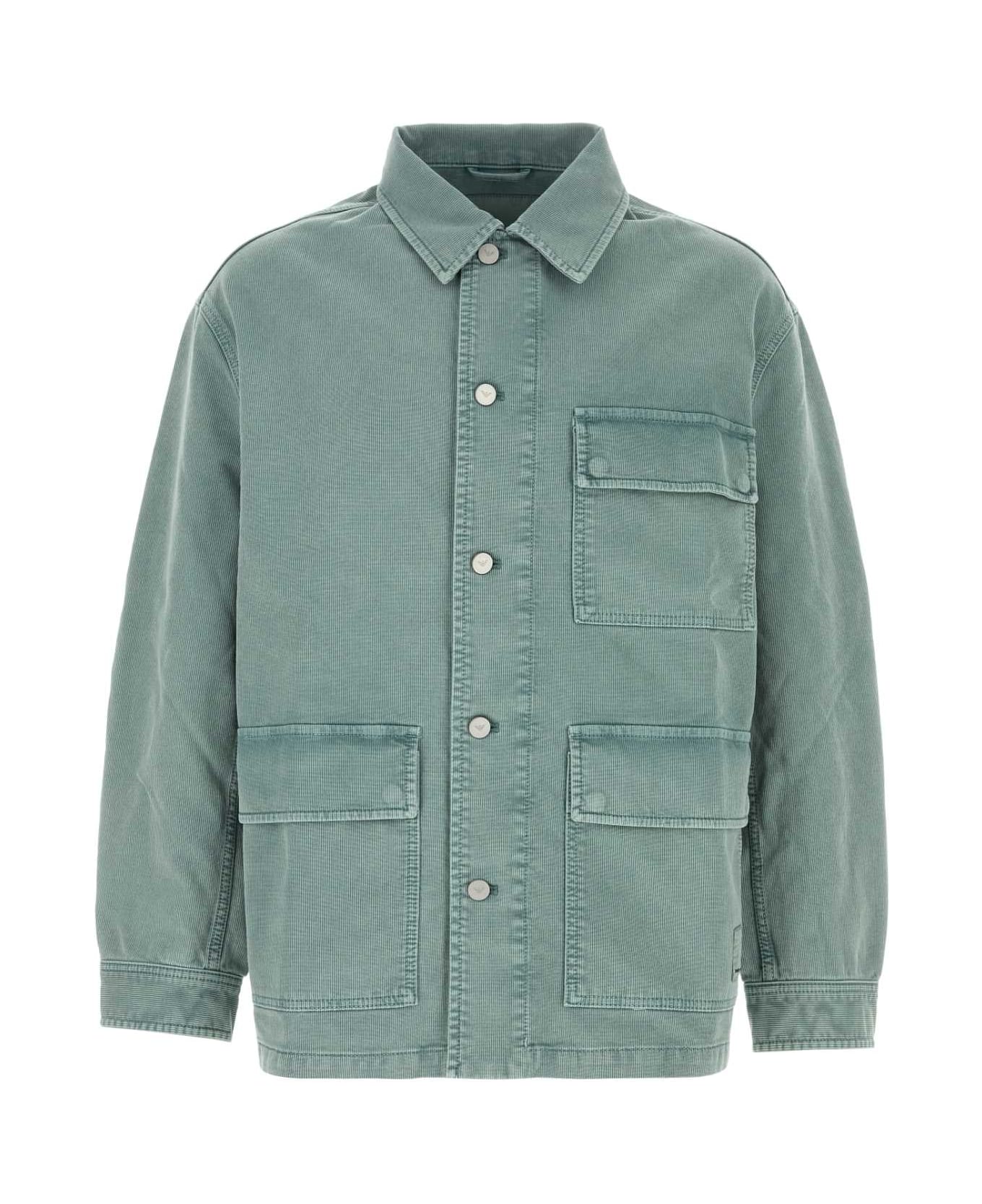 Emporio Armani Light Blue Stretch Cotton Jacket - MULTI