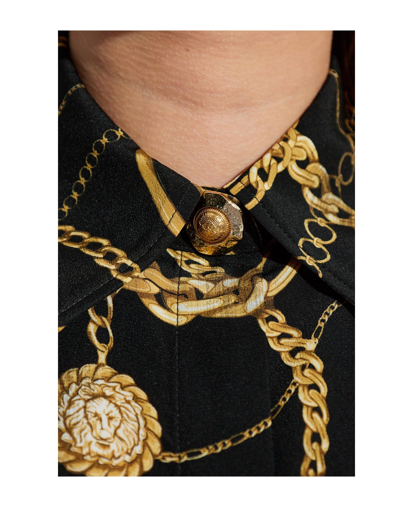 Balmain Silk Shirt With Print - Ead Noir Or