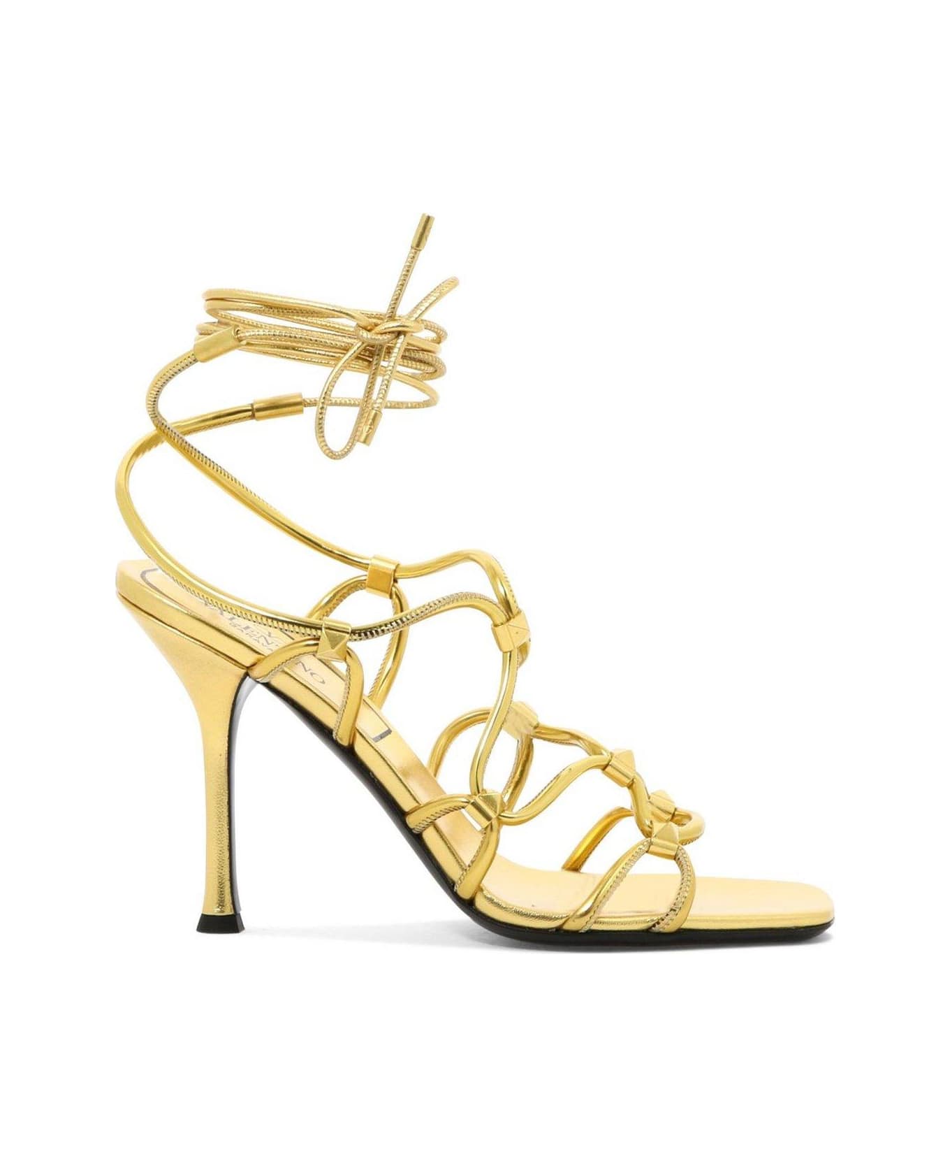 Valentino Garavani Garavani Rockstud Net Open Toe Sandals - Golden