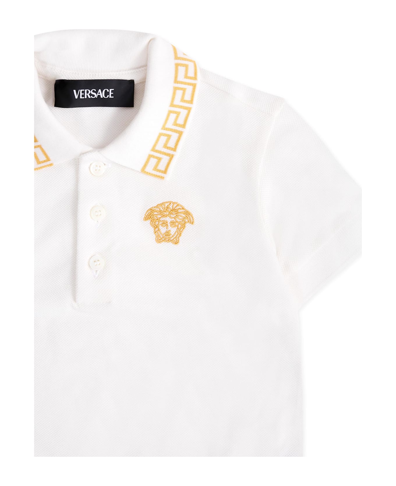 Versace Ivory Polo Shirt With Medusa Fro Baby Boy - Ivory