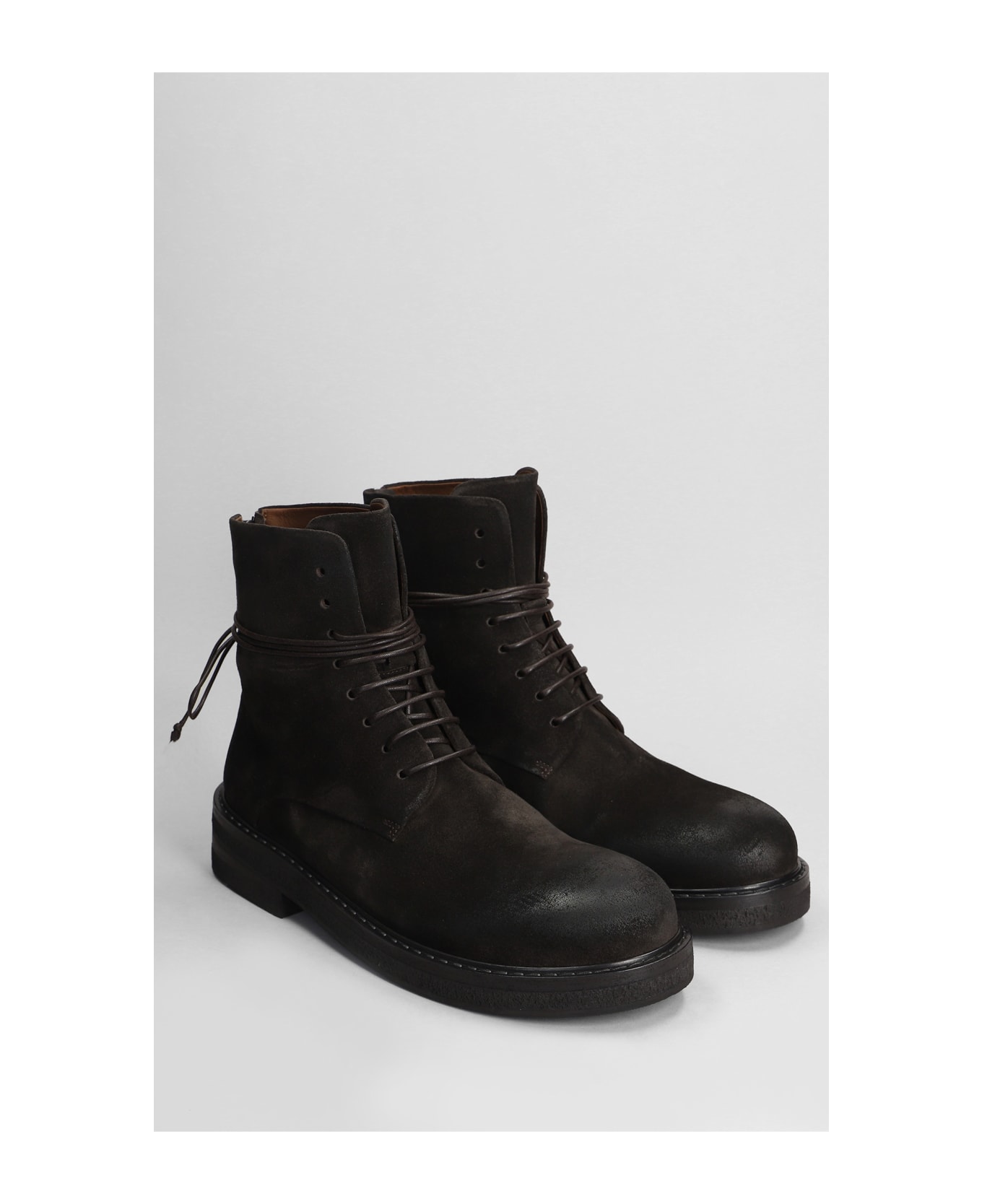 Marsell Parrucca Ankle Boots In Brown Suede - brown