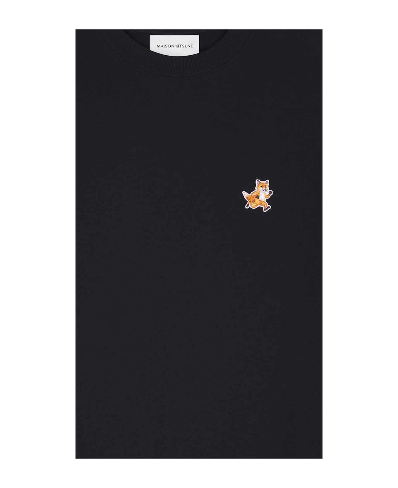 Maison Kitsuné Cotton Sweatshirt With Speedy Fox Patch - Black