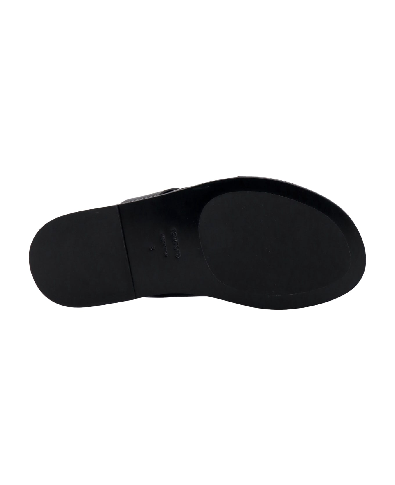 Tom Ford Cross Strap T Plaque Sandals - Black
