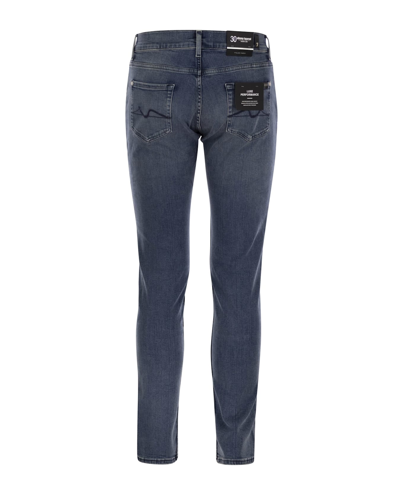7 For All Mankind Slimmy Tapered Globe - Skinny Medium-waisted Jeans - Blue Denim