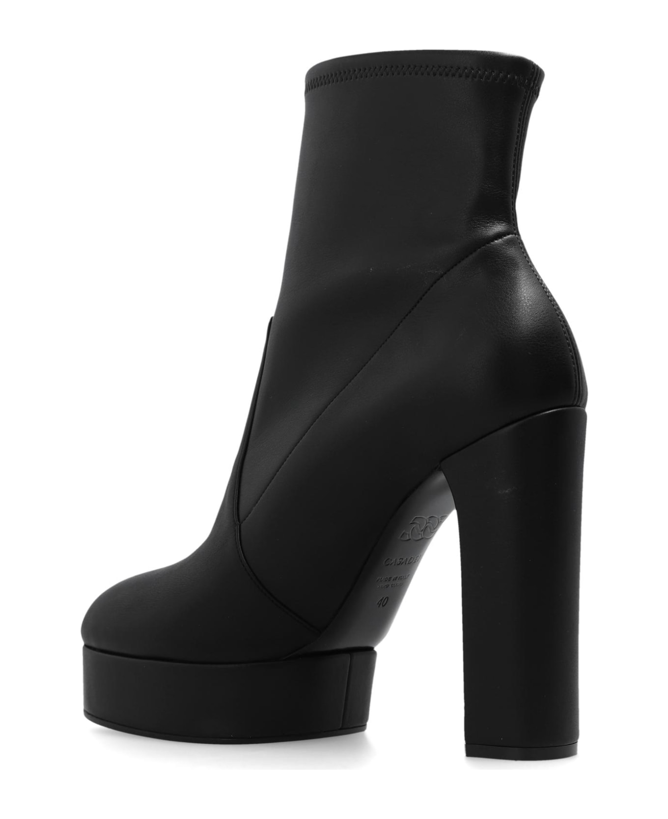 Casadei Heeled Ankle Boots With Leather - Black ブーツ