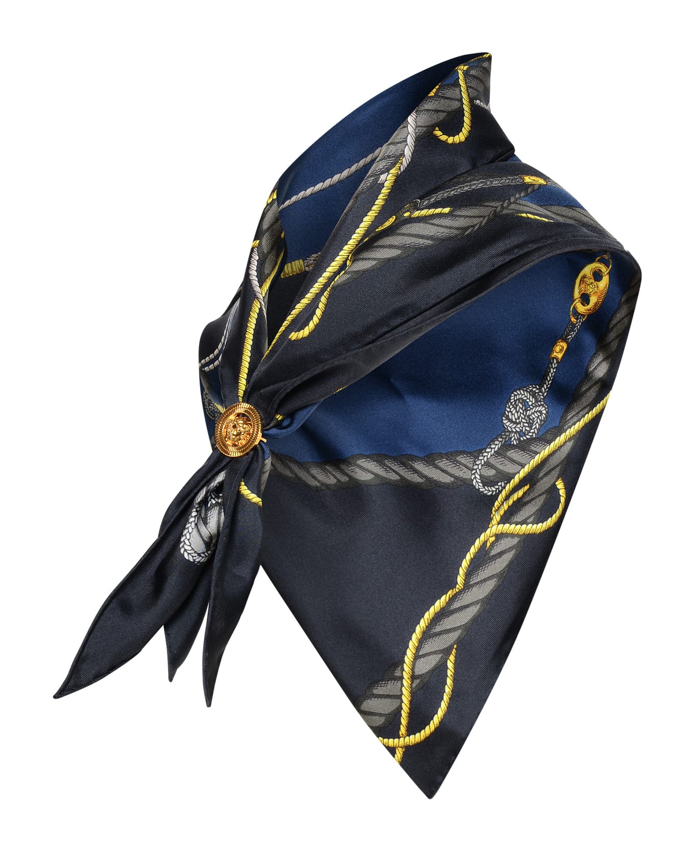 Versace Blue Silk Scarf - Navy スカーフ