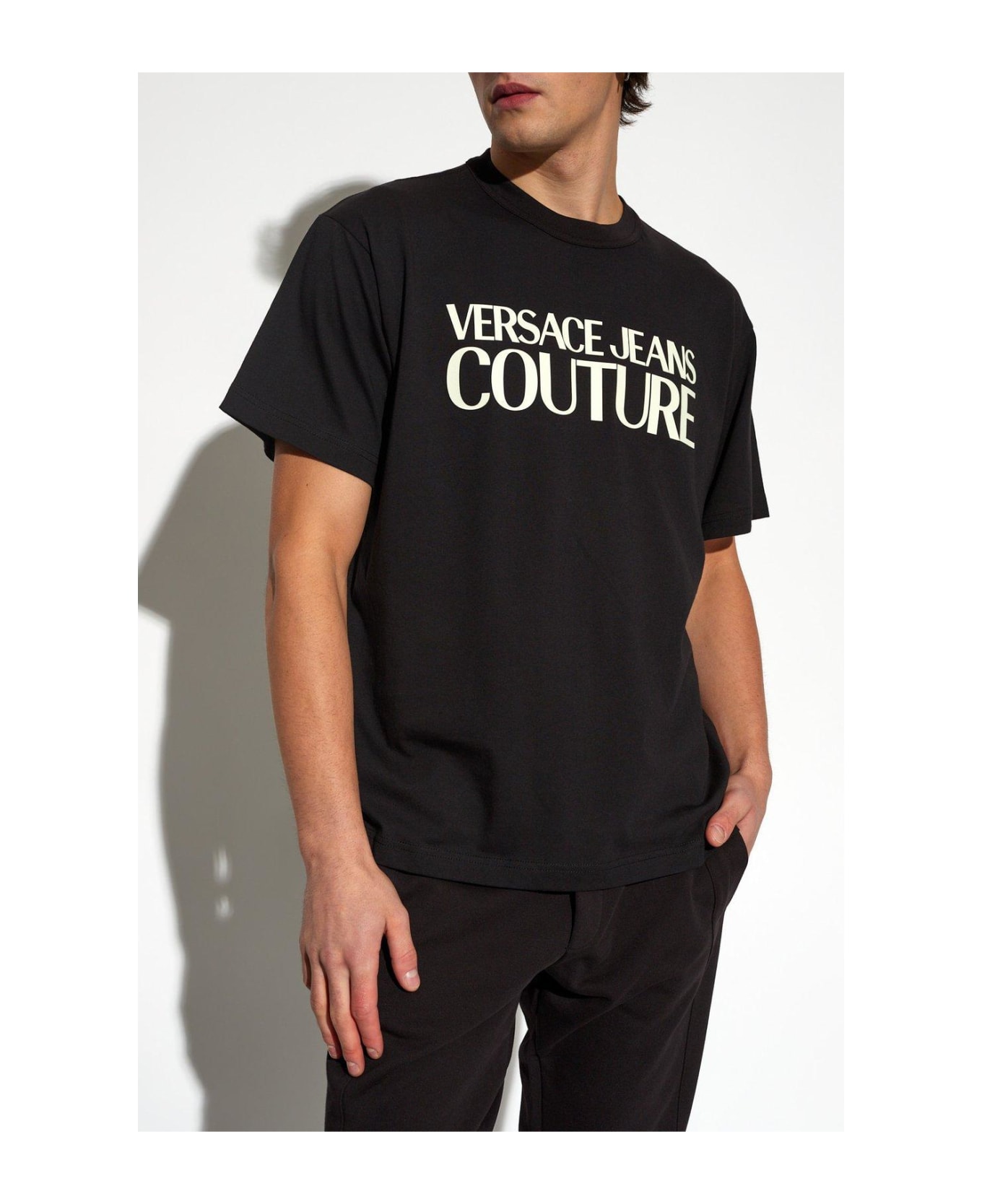 Versace Jeans Couture Logo Printed Crewneck T-shirt - Nero