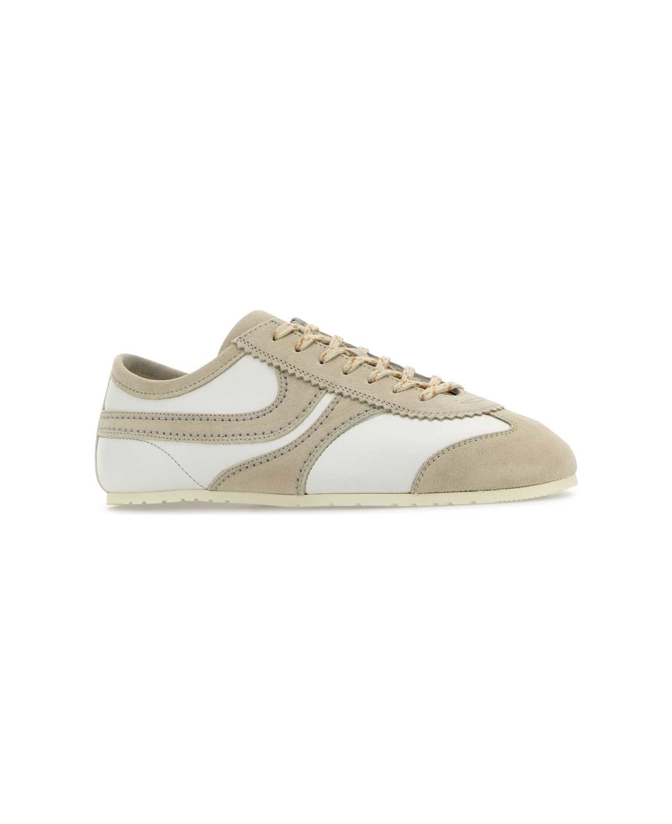 Dries Van Noten Two-tone Leather And Suede Sneakers - White