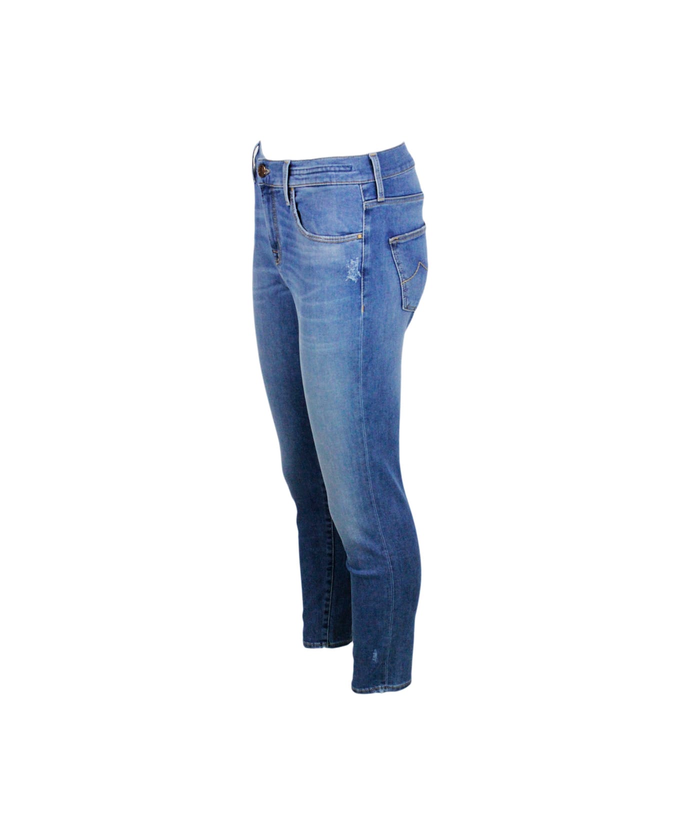 Jacob Cohen Light Jeans In 5-pocket Stretch Denim With Slim Fit At The Ankle With Zip Closure And Tears - Denim ボトムス