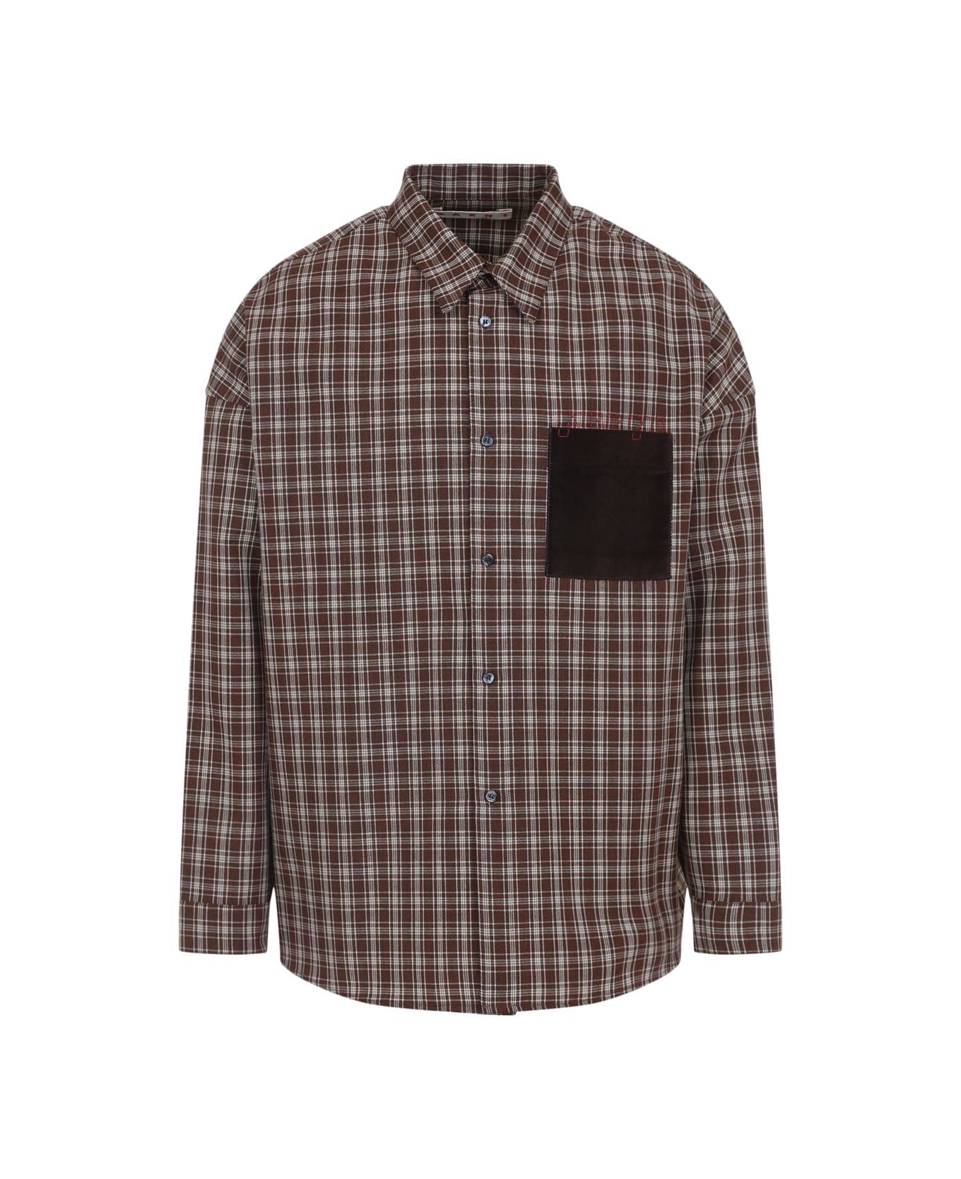 Marni Check Grain De Poudre Wool Shirt - Maroon